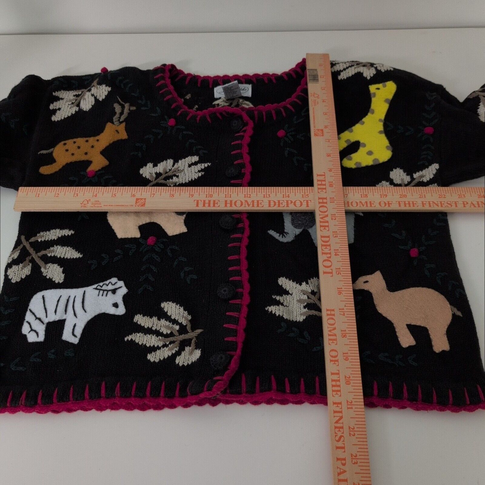 Designer Jodi Blake Zoo Animal Cardigan Womens Size Medium Black Knit Size M / US 6-8 / IT 42-44 - 12 Thumbnail