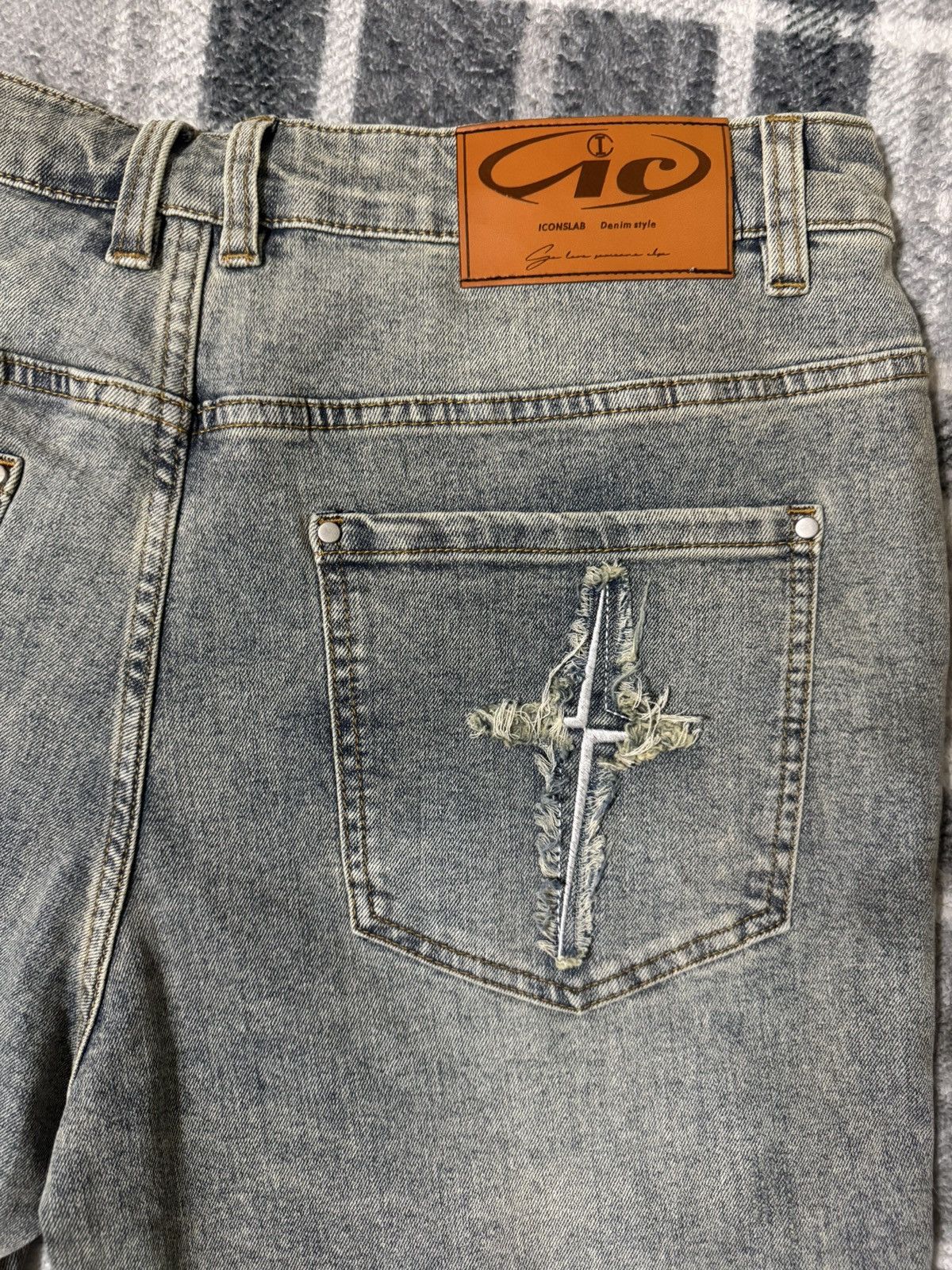Vintage Iconslab X Psylos1 Star Patchwork Blue Jeans Size US 34 / EU 50 - 3 Thumbnail