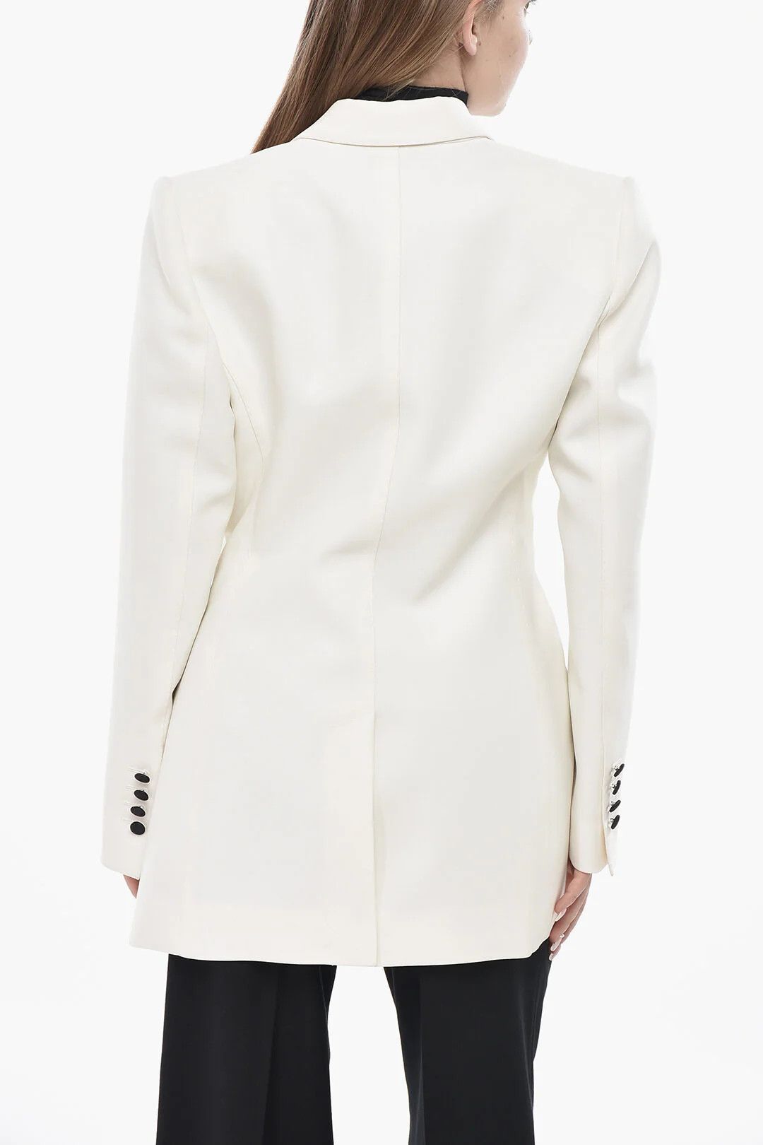 Dolce & Gabbana og1mm0426 Double-Breasted Wool-Blend Blazer in White Size M / US 6-8 / IT 42-44 - 2 Thumbnail