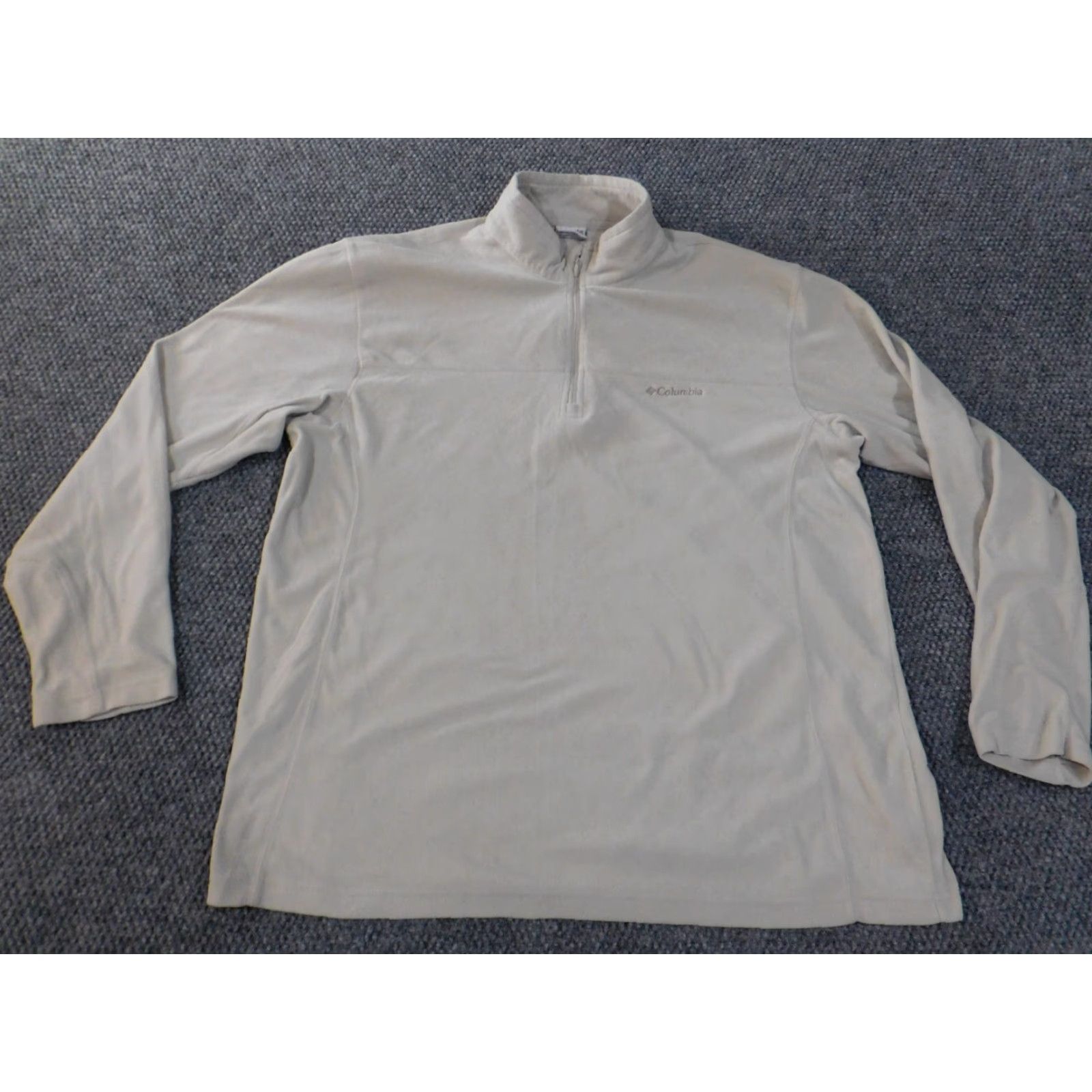 Vintage Columbia Sweatshirt Men XL Beige Knit Fleece Lightweight Outdoor Nature Walk Logo Zip Mock Neck Pullover Regular Style Pullover Size US XL / EU 56 / 4 - 3 Thumbnail