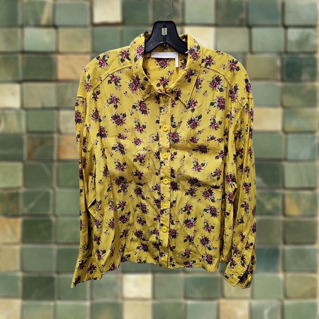 Vintage See By Chloe Yellow Floral Blouse Womens 38 Regular Long Sleeve Lace Ruffle Lightweight Casual Spring Summer Size XS / US 0-2 / IT 36-38 - 1 Thumbnail