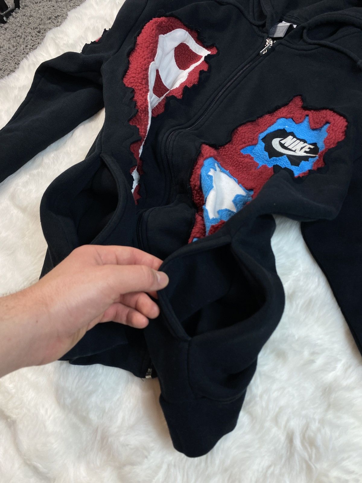 Japanese Brand × Nike × Vintage Nike Custom Skeleton Zip Up Hoodie Skull Bones Vintage Y2K Size US XL / EU 56 / 4 - 8 Thumbnail