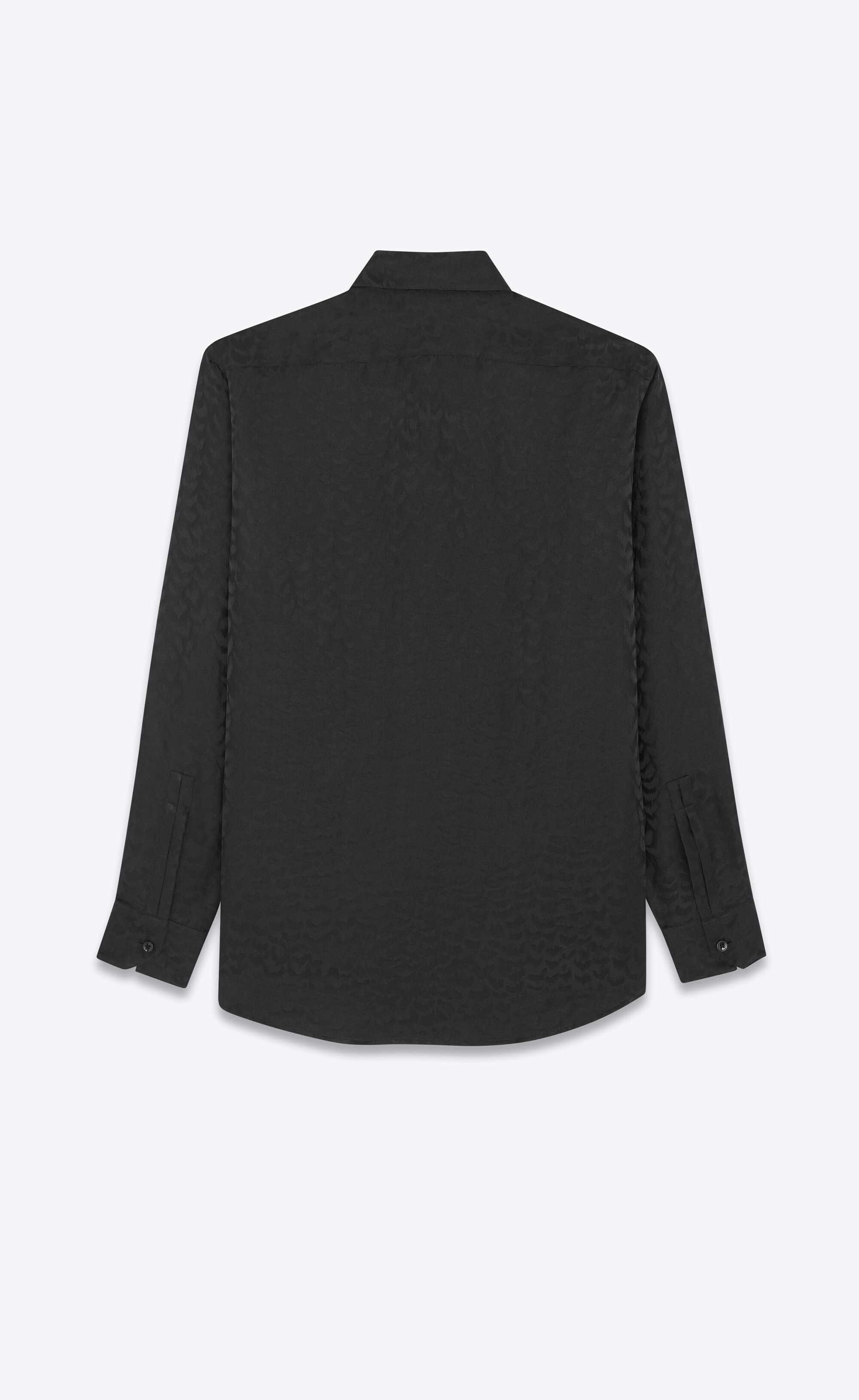 Saint Laurent Paris o1s1wg111224 Collar Classic Shirt Matte Shiny Silk in Black Size US S / EU 44-46 / 1 - 3 Thumbnail