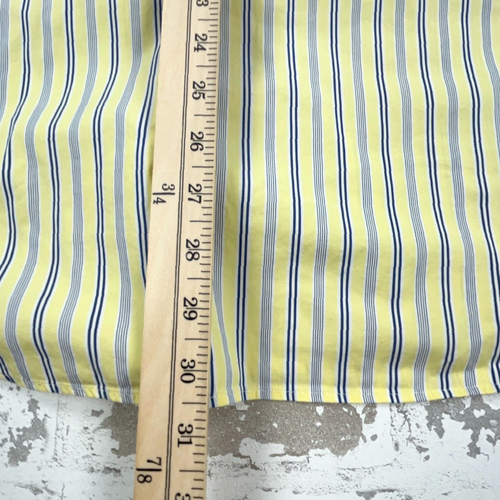 Polo Ralph Lauren VINTAGE Polo Ralph Lauren Shirt Men Large Yellow Blue Button Up Striped Dress 16.5 34 Size 46R - 6 Thumbnail