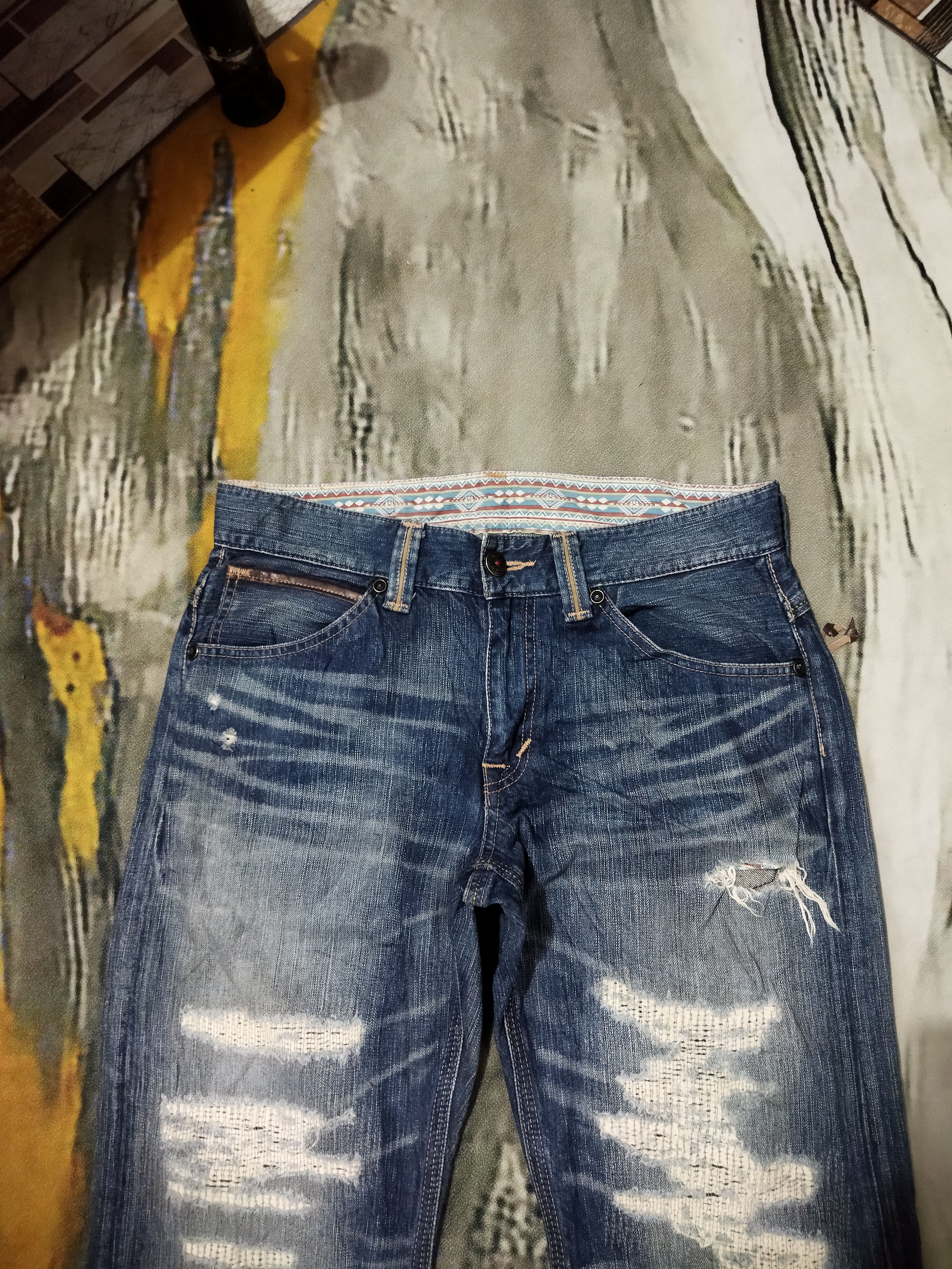 Edwin VINTAGE EDWIN 444XVS DISTRESSED FADED BLUE JEANS PANTS Size US 33 - 2 Thumbnail