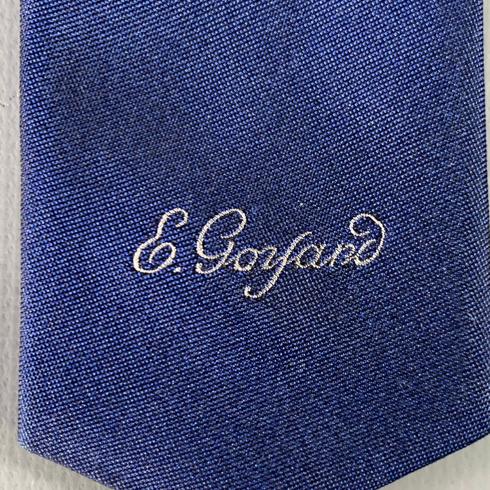 Goyard GOYARD Navy Grey Embroidered Silk Tie Size ONE SIZE - 3 Thumbnail
