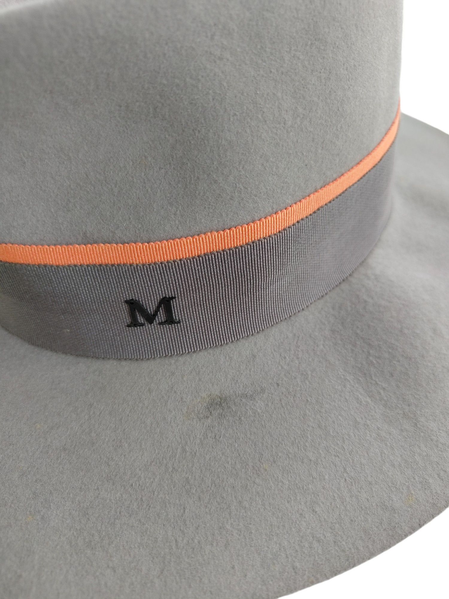 Maison Michel Grey Felt Hat With M Stitching Size ONE SIZE - 8 Thumbnail