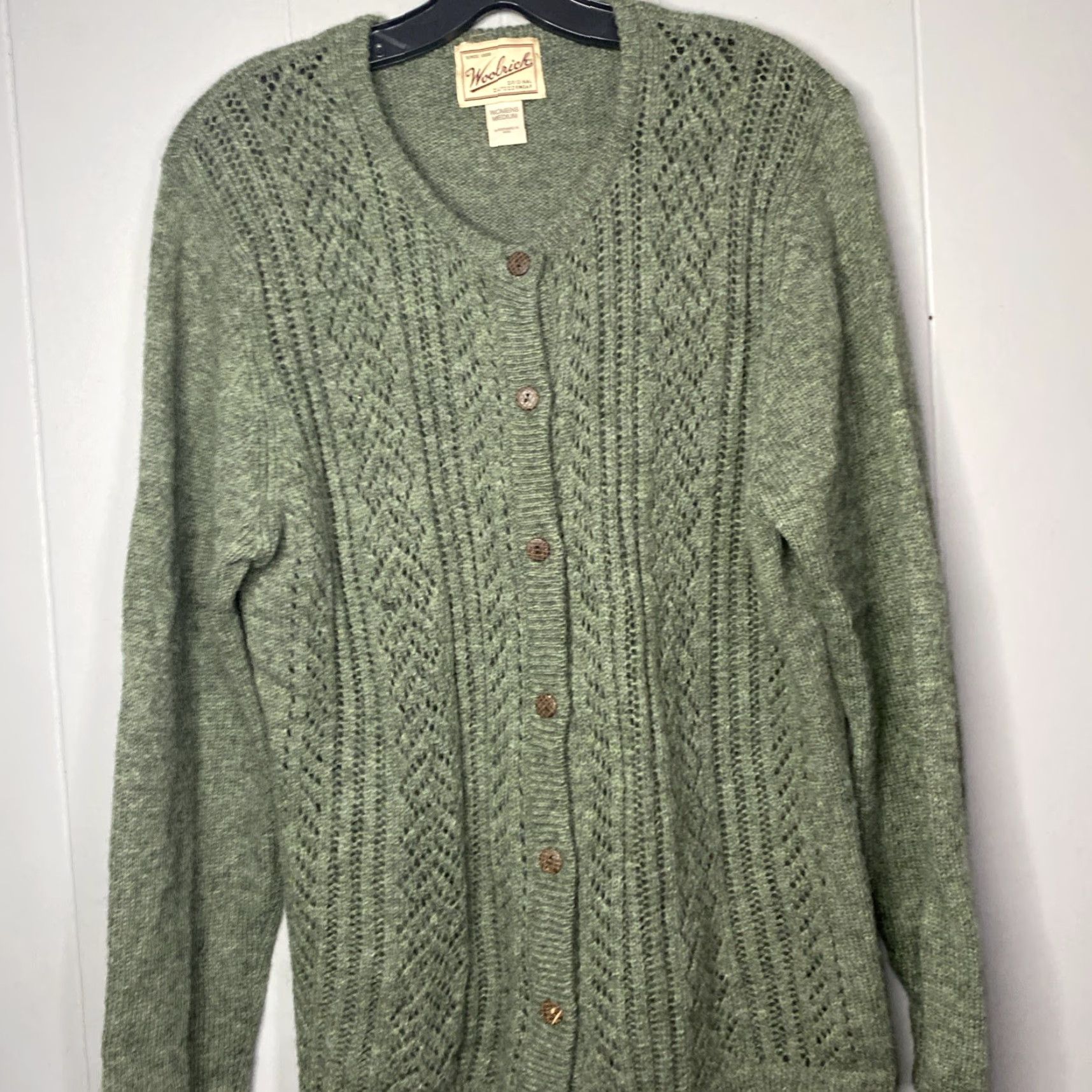 Vintage VINTAGE Woolrich Cardigan 100% Wool Womens M Green Wool Cardigan 80s Buttons Insulated Crew Neck Raglan Sleeve Size M / US 6-8 / IT 42-44 - 2 Thumbnail