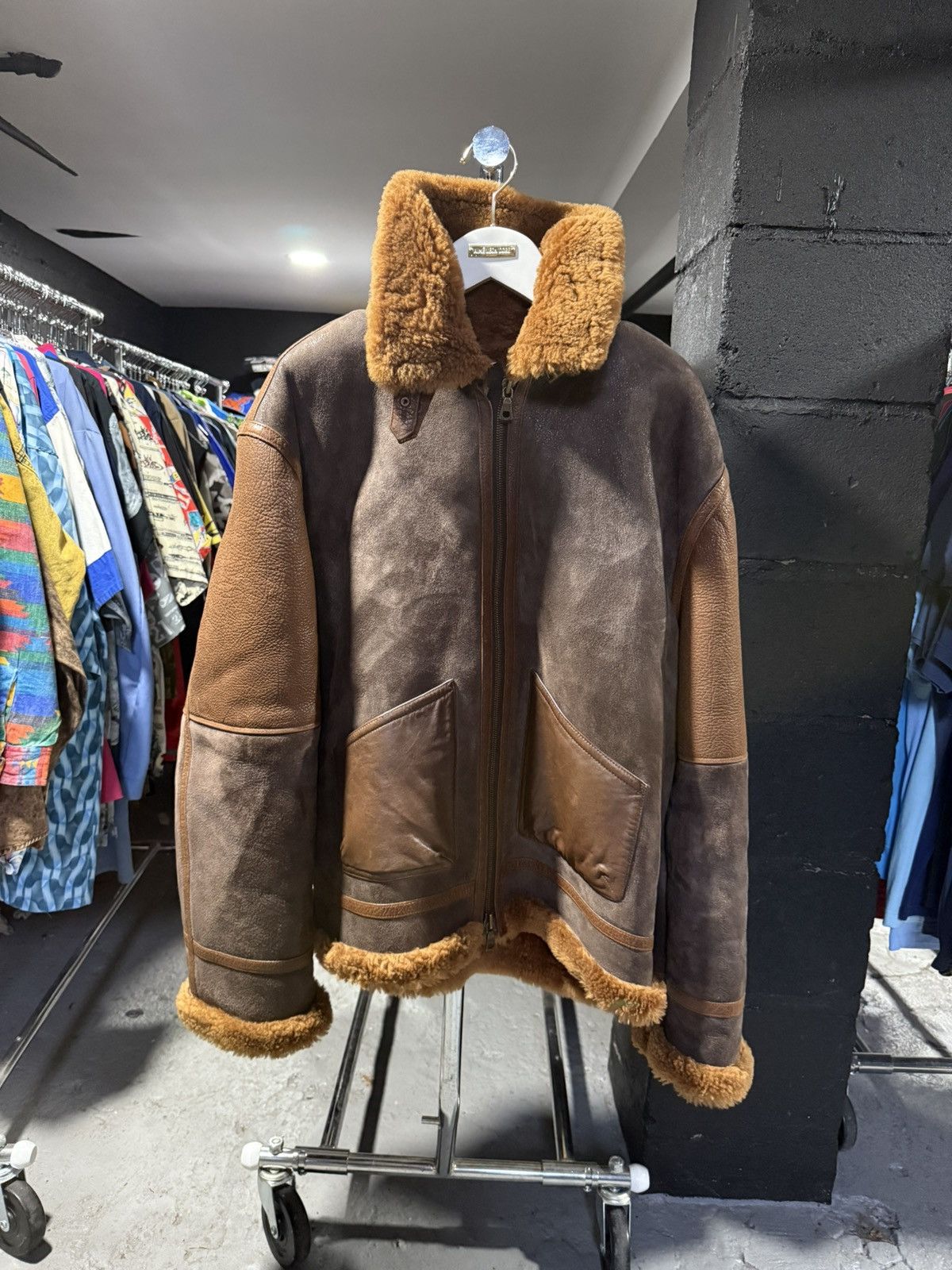 Aimé Leon Dore Hooded Shearling Jacket Brown Chestnut 2XL