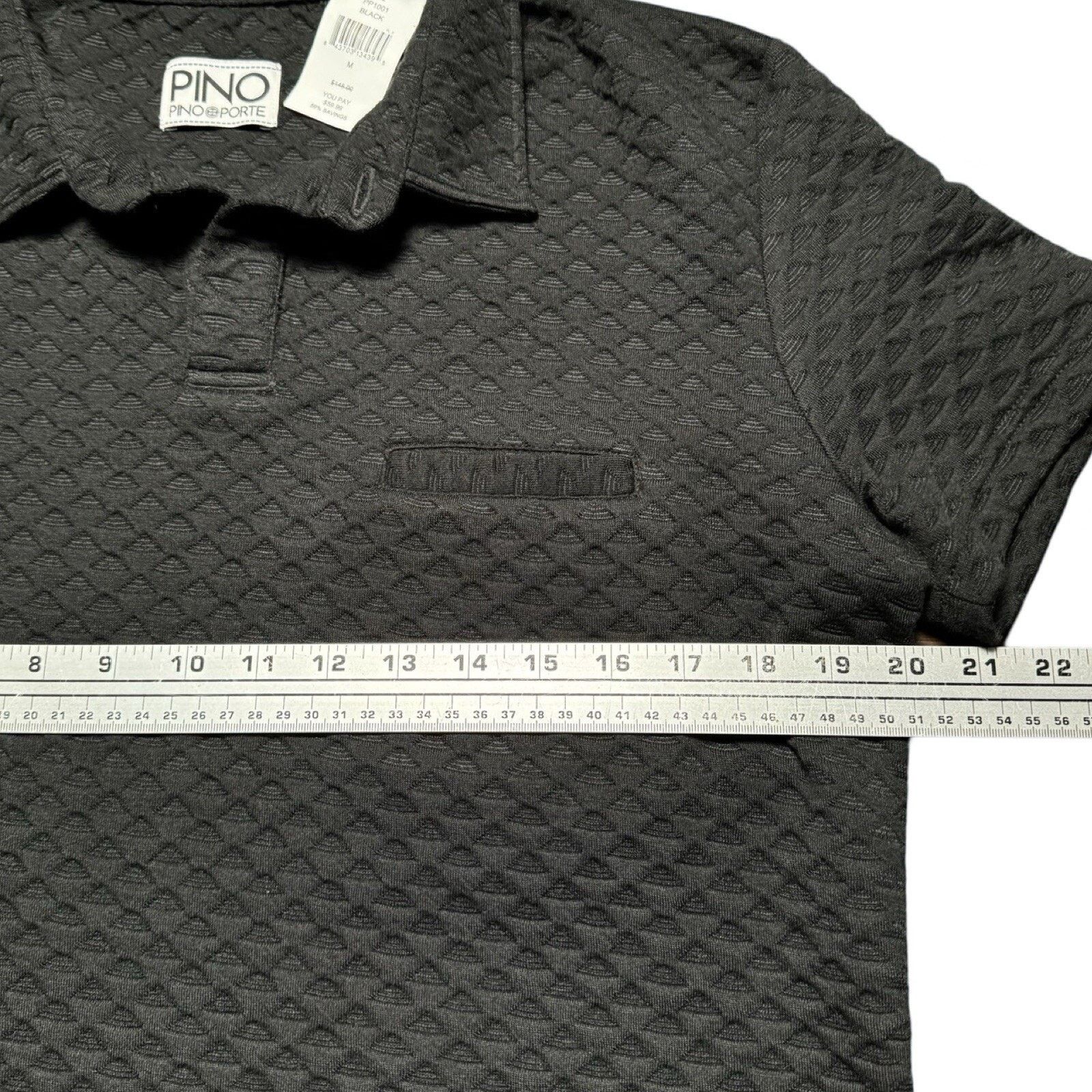 Other PINO BY PINOPORTE Textured Waffle-Knit Polo Black Men's M Size US M / EU 48-50 / 2 - 3 Thumbnail