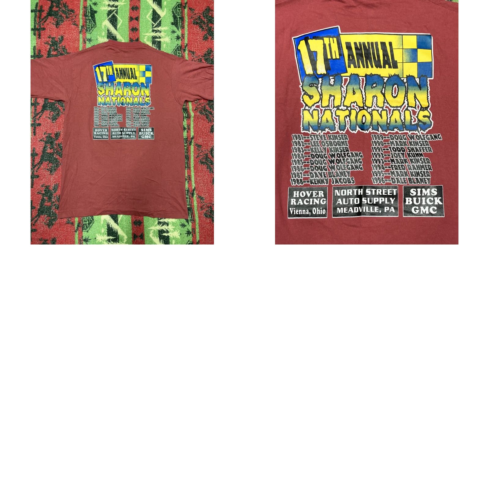 Vintage VINTAGE dirt racing shirt track race 1997 Sharon Nationals Jim Cooper NOS Large T-Shirt Mens L Red Size US L / EU 52-54 / 3 - 8 Thumbnail