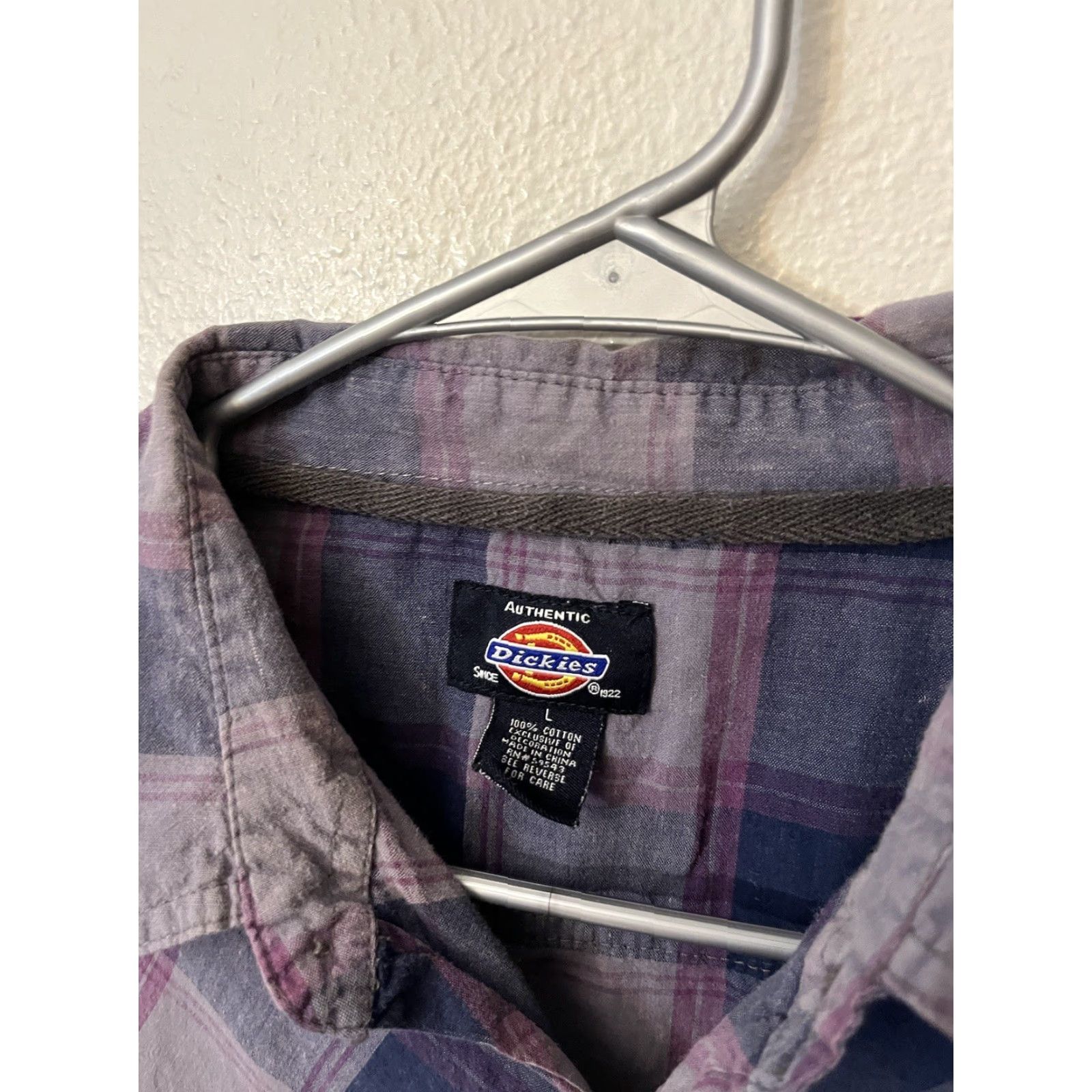 Dickies Dickies Men’s Short Sleeve Western Shirt Large Purple Plaid Button-Up Casual Cotton, Regular Fit, Pockets, Western Theme, Size L, Men Size US L / EU 52-54 / 3 - 2 Thumbnail
