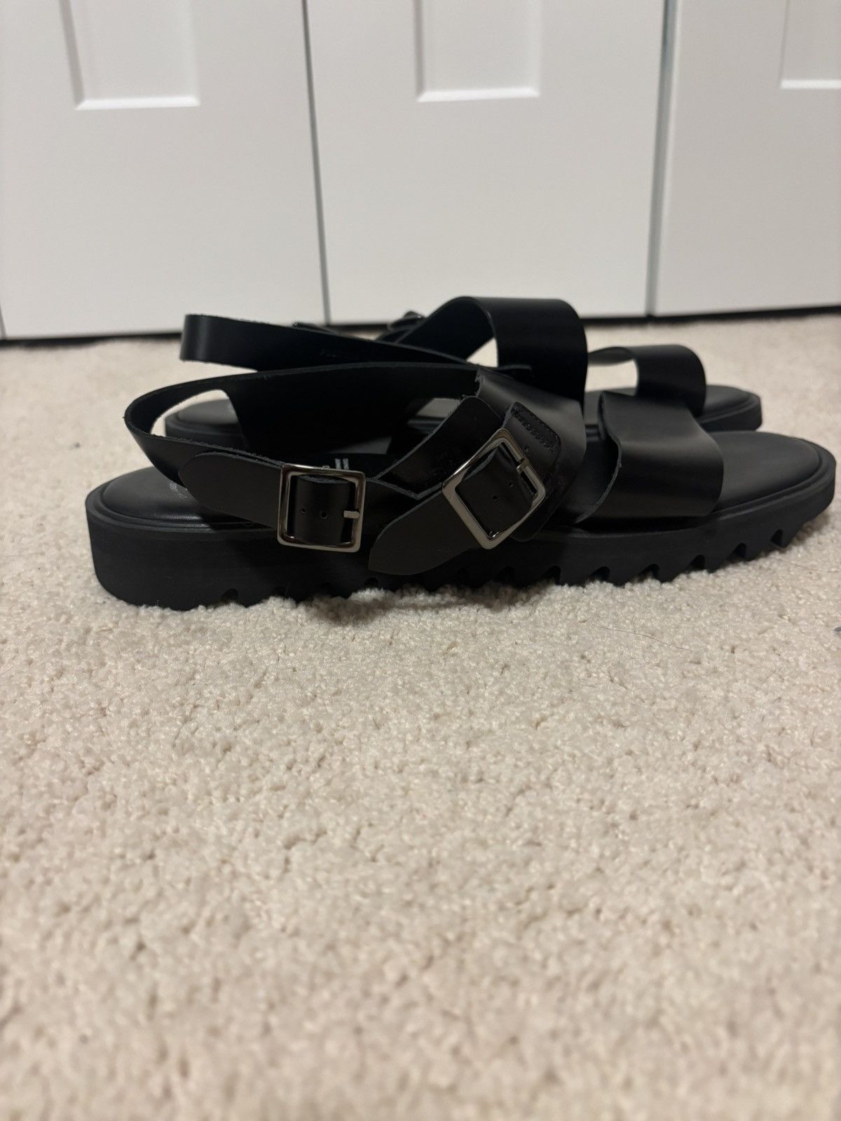 foot the coacher Black Leather Sandals Size US 9 / EU 42 - 1 Thumbnail