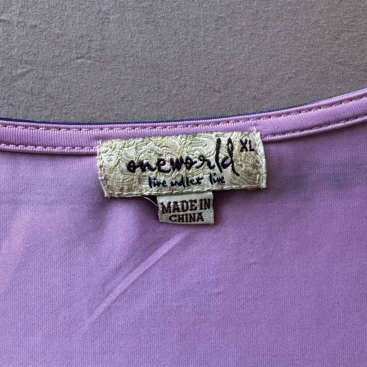 Other Y2K Early 2000s One World Micro Jersey Flutter Crochet Top Size XL / US 12-14 / IT 48-50 - 4 Thumbnail