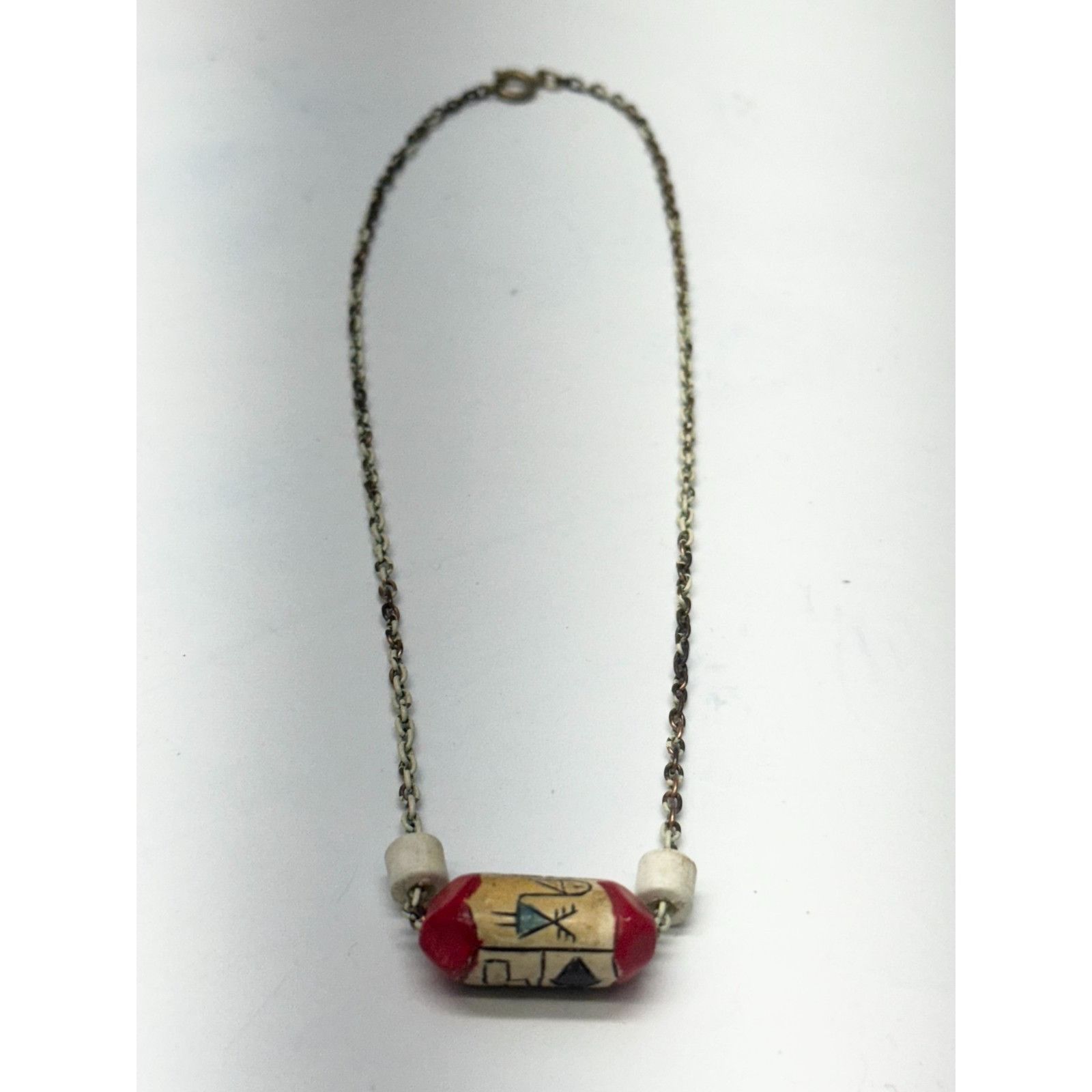 Vintage Vintage clay bead enamel chain necklace Size ONE SIZE - 3 Thumbnail