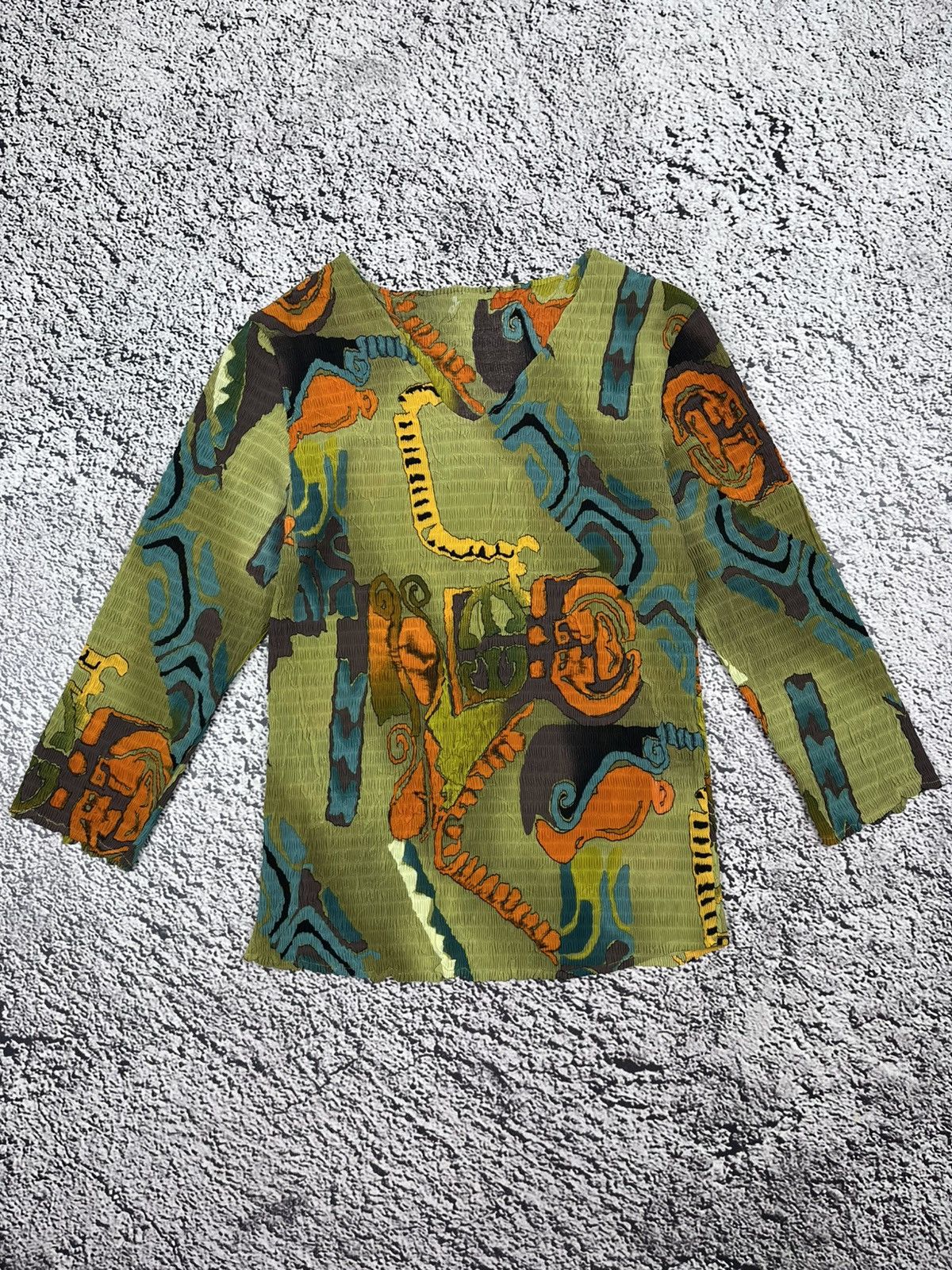 Japanese Brand Vintage Y2K Abstract Graphic Longsleeve Textured Art Top Size S / US 4 / IT 40 - 2 Thumbnail