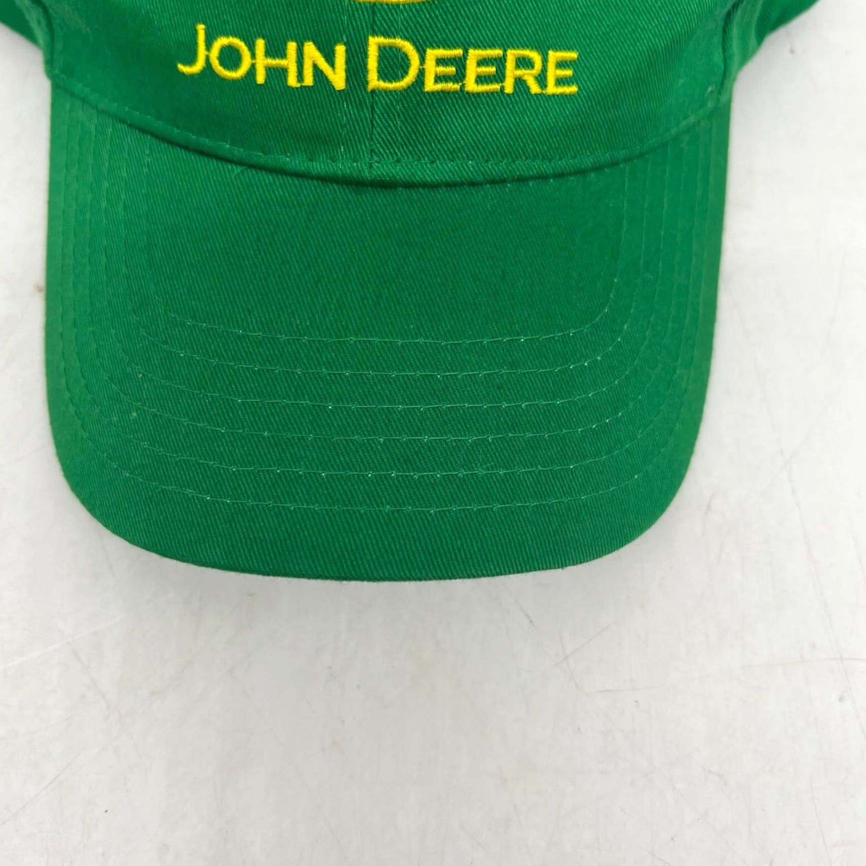 John Deere John Deere Trucker Hat Cap Green Adjustable Adult Men One Size USA 80s 90s Casual Workwear Summer Spring Fall Green Cotton Knit Solid Blue Bill Stitch Size ONE SIZE - 2 Thumbnail