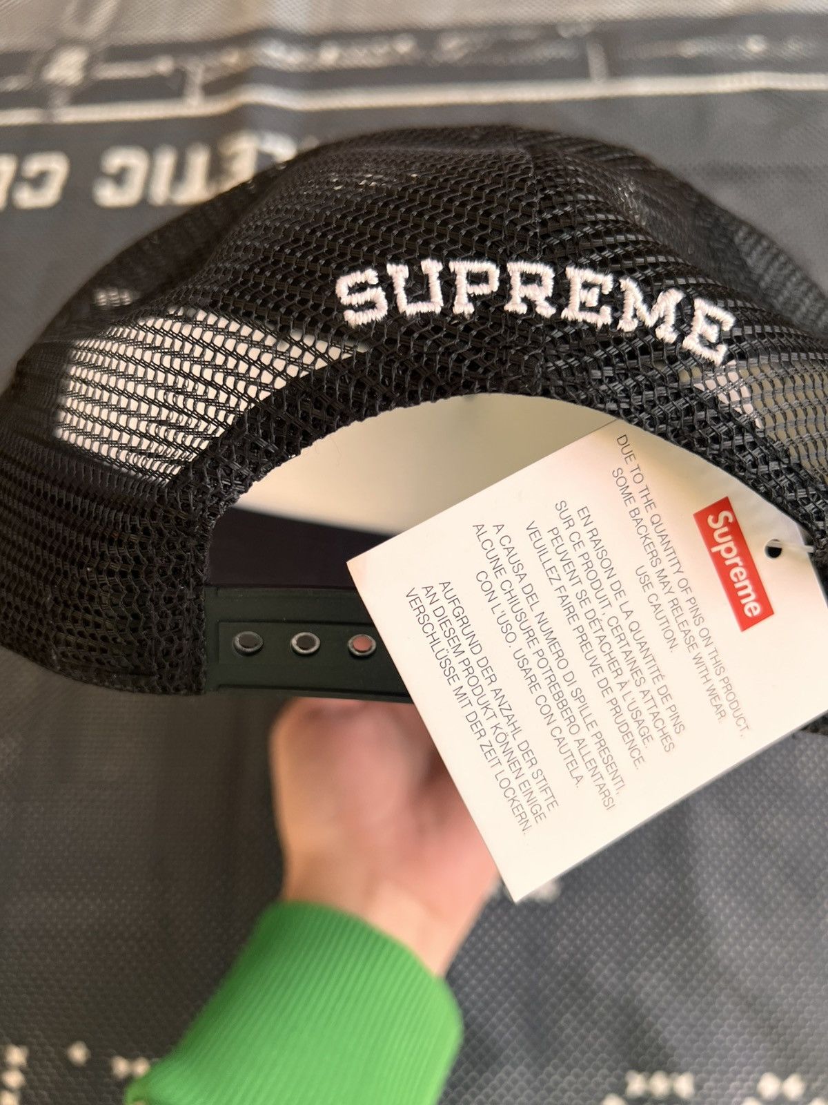 Supreme Supreme Pins Mesh Back 5 Panel Black cap hat snapback enamel Size ONE SIZE - 12 Thumbnail