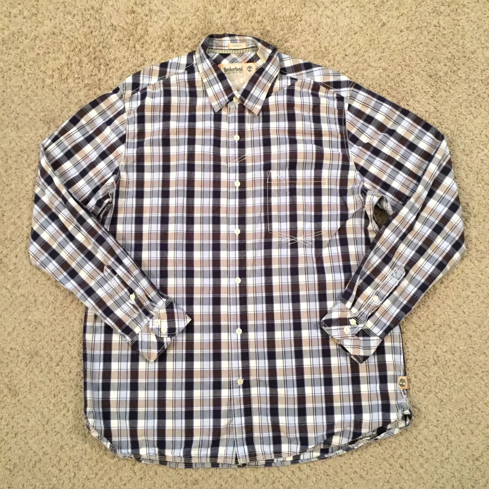 Timberland Timberland Button-Up Shirt Mens XL Long Sleeve Blue Plaid Classic Fit Size US XL / EU 56 / 4 - 2 Thumbnail