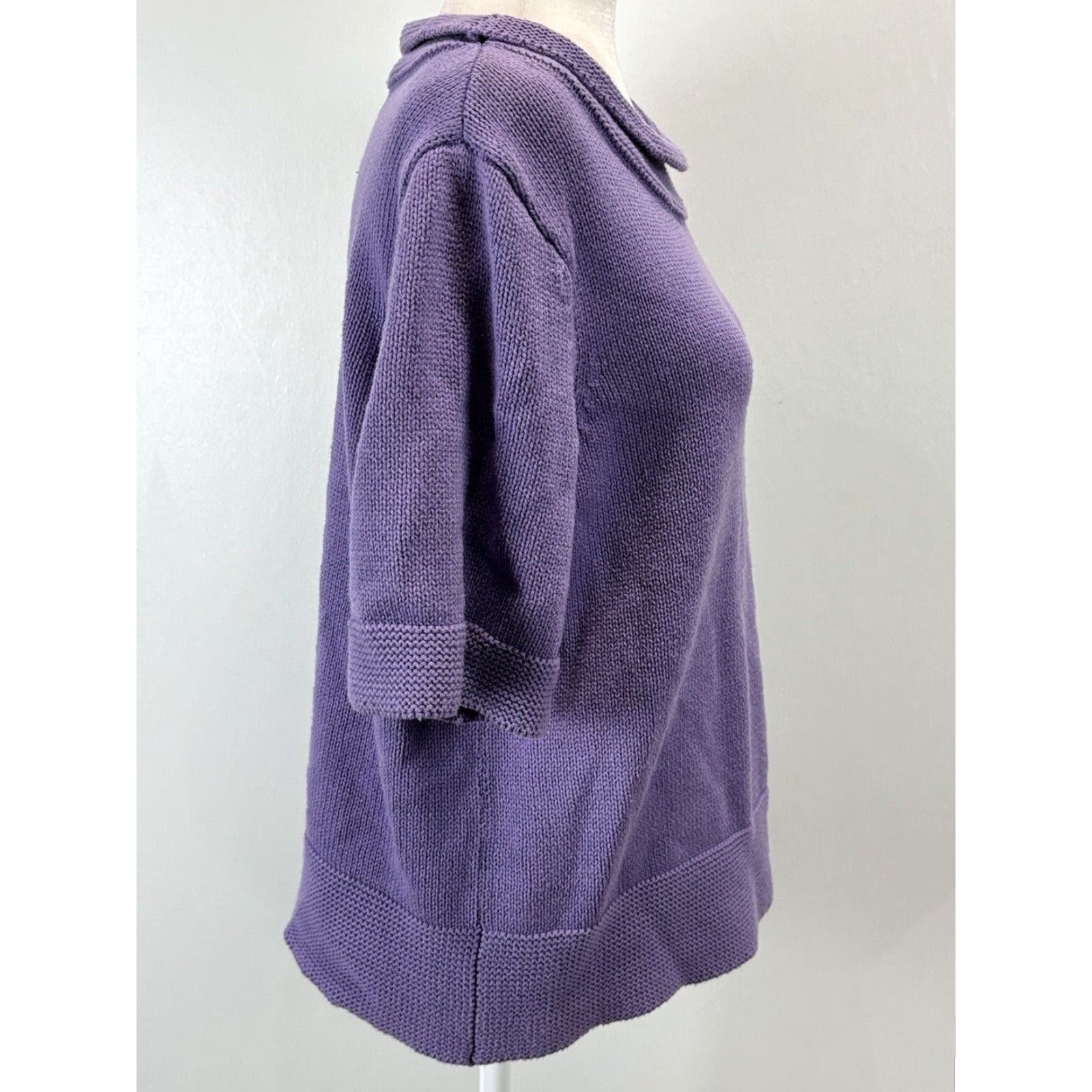 Orvis Orvis Women's Short Sleeve Boat Neck Sweater Medium Purple Cotton Blend Size M / US 6-8 / IT 42-44 - 4 Thumbnail