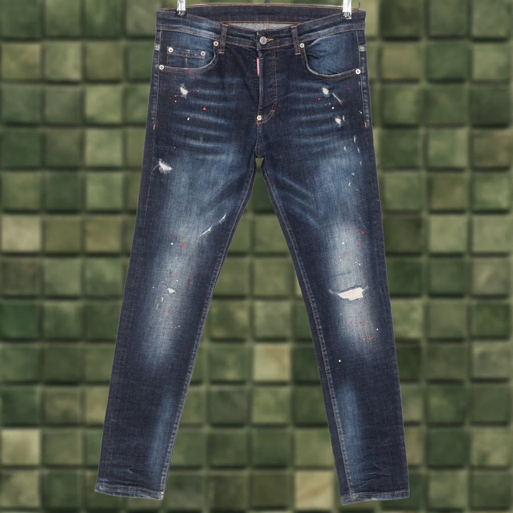 Dsquared2 DSQUARED2 Slim Jeans Men 46 W32 L31 Stretch Painted DZ7771 Blue Denim 5-Pocket Regular Mens Size US 30 / EU 46 - 1 Thumbnail
