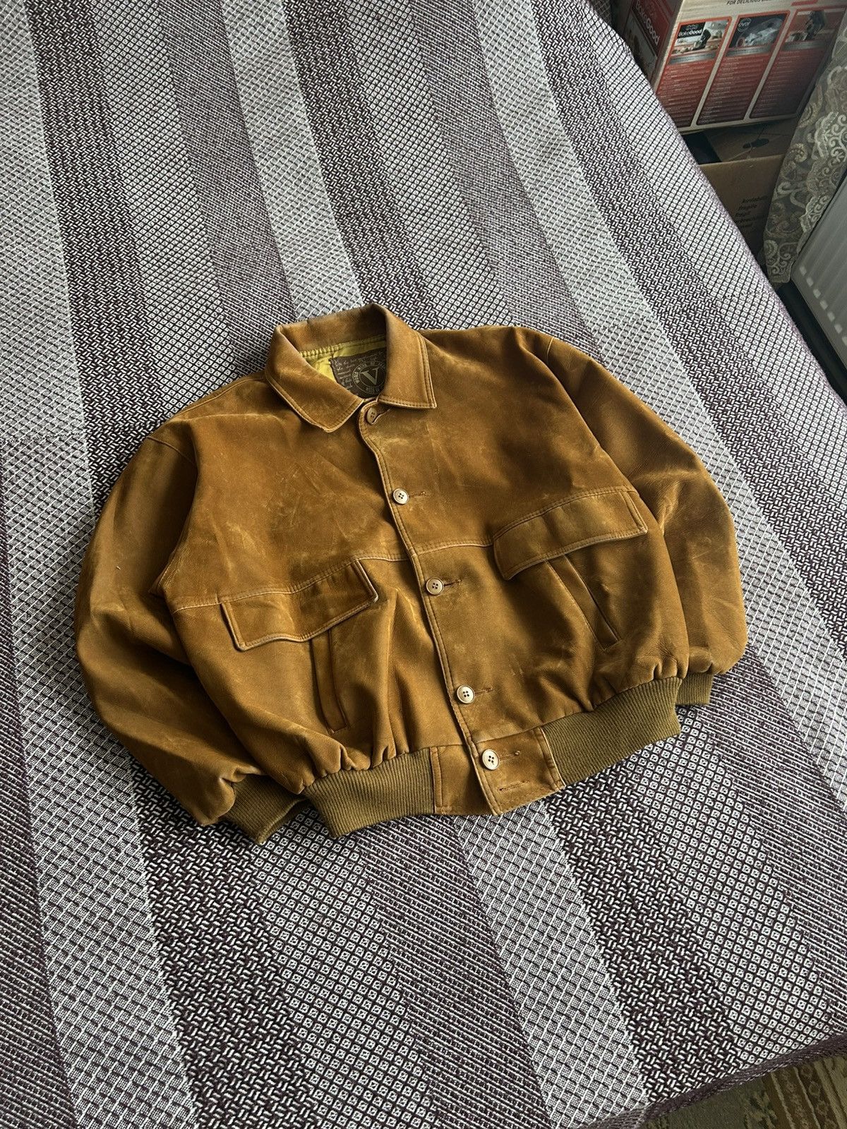 Genuine Leather Vintage Leather Bomber Jacket 90s Faded Japanese Vibe Size L Size US L / EU 52-54 / 3 - 3 Thumbnail