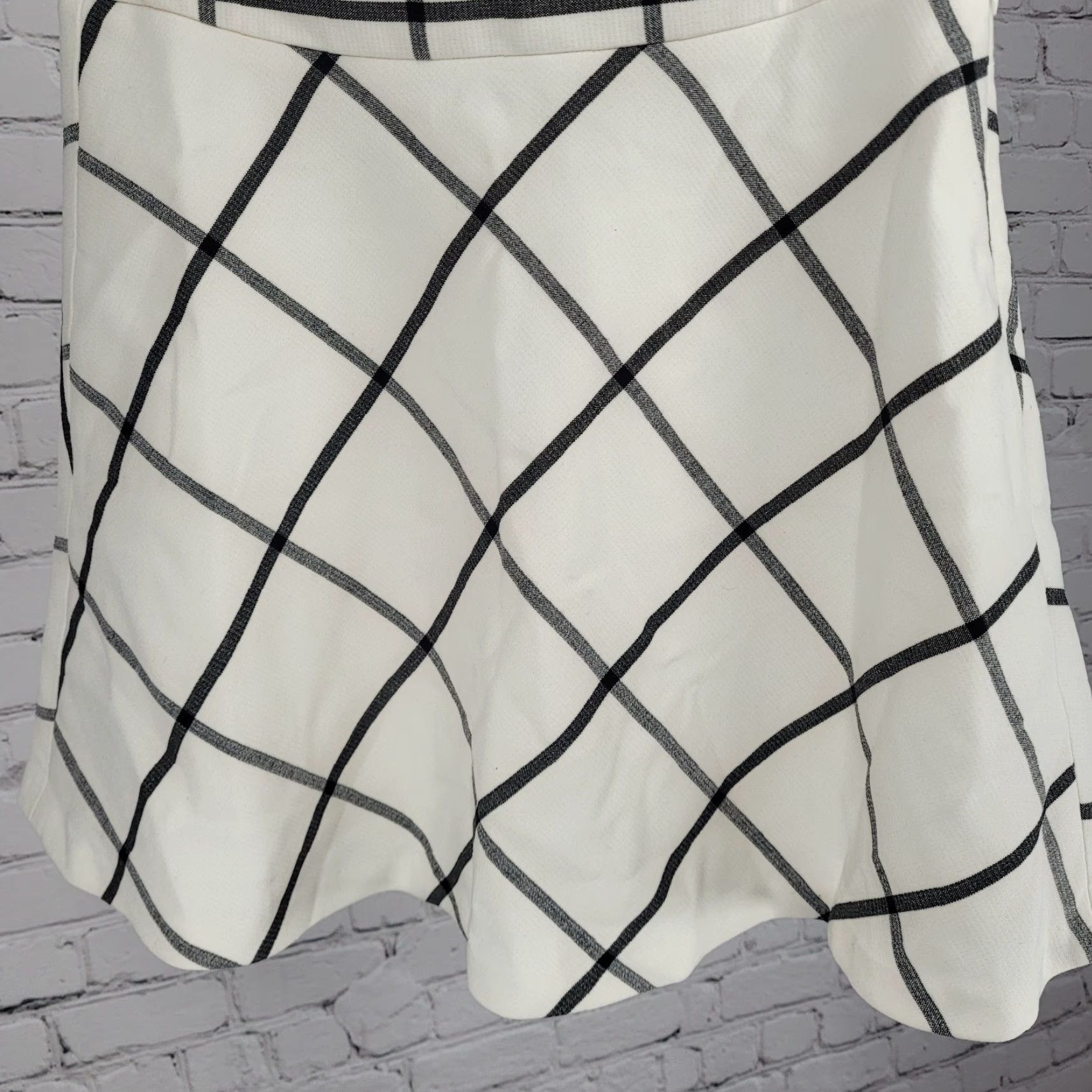 Loft NWT Loft Outlet Skirt A-Line Short Side Zip Ivory Grey Check Lined Women 2 Size 26" / US 2 / IT 38 - 7 Thumbnail