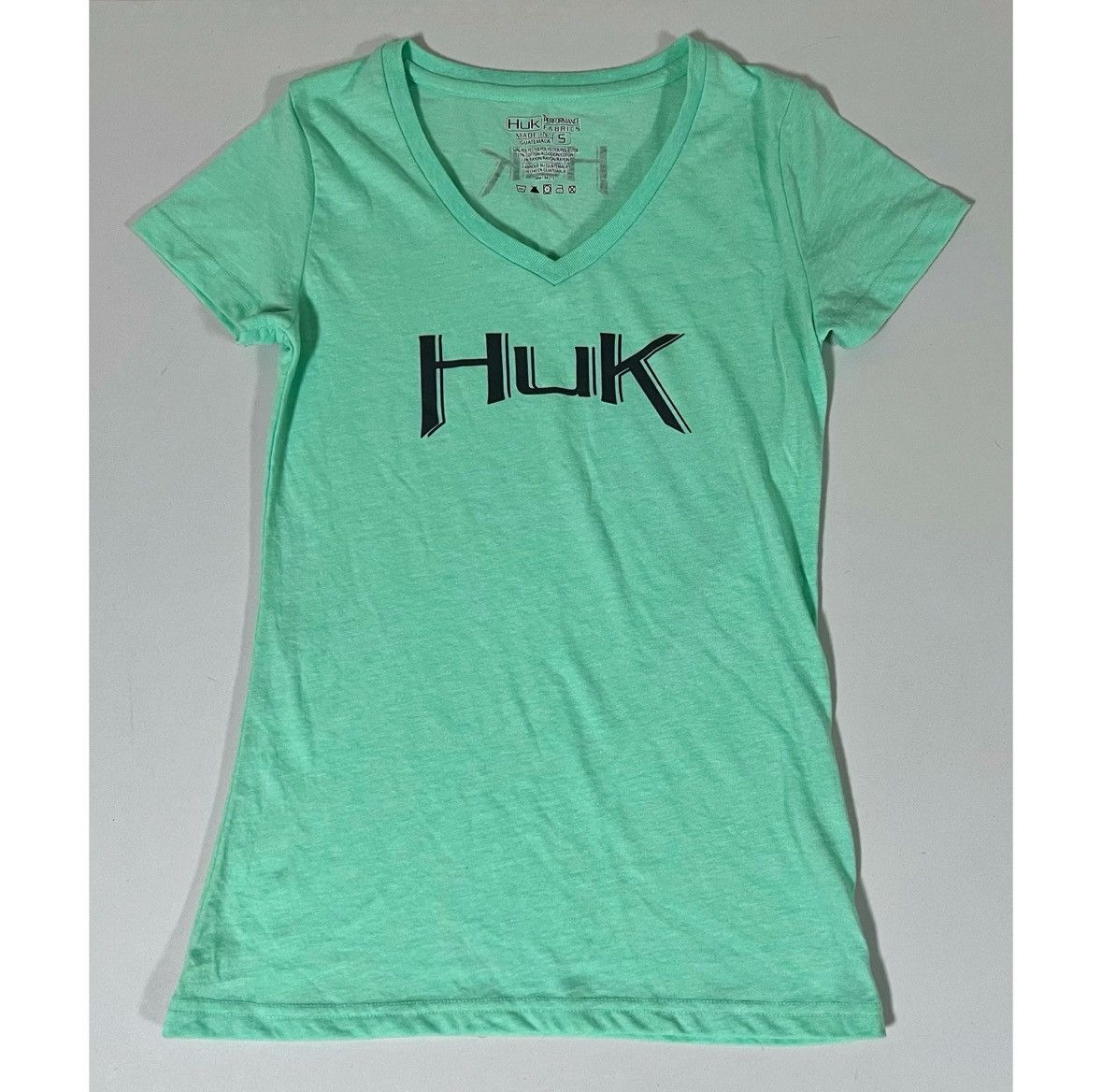 Gear for Sports HUK Mint Green Teal Logo Graphic V-Neck Shirt Top Tee Size S Size US S / EU 44-46 / 1 - 2 Thumbnail