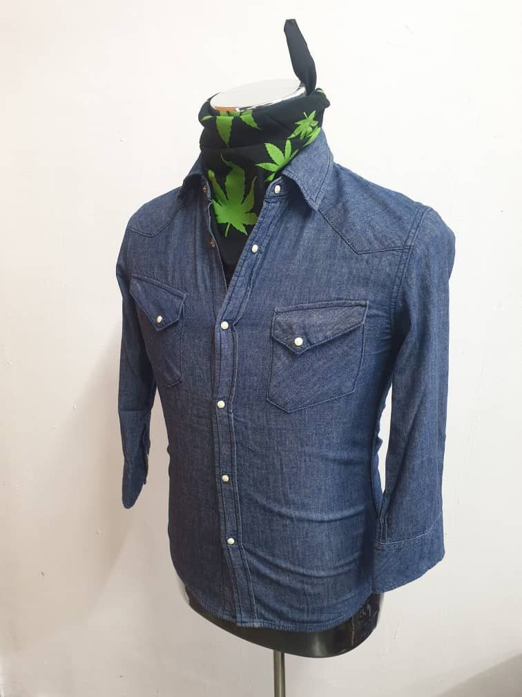 Japanese Brand Nano universe blue japan band 3 quater western chambray Size US S / EU 44-46 / 1 - 11 Thumbnail