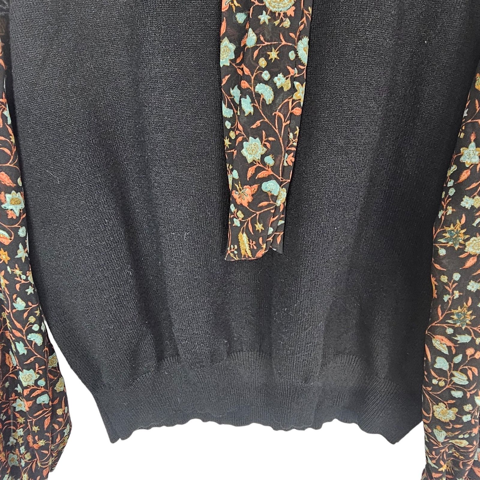 Nanette Lepore Nanette Lepore Womens Floral Sleeve Bow Sweater Size XL Size XL / US 12-14 / IT 48-50 - 3 Thumbnail