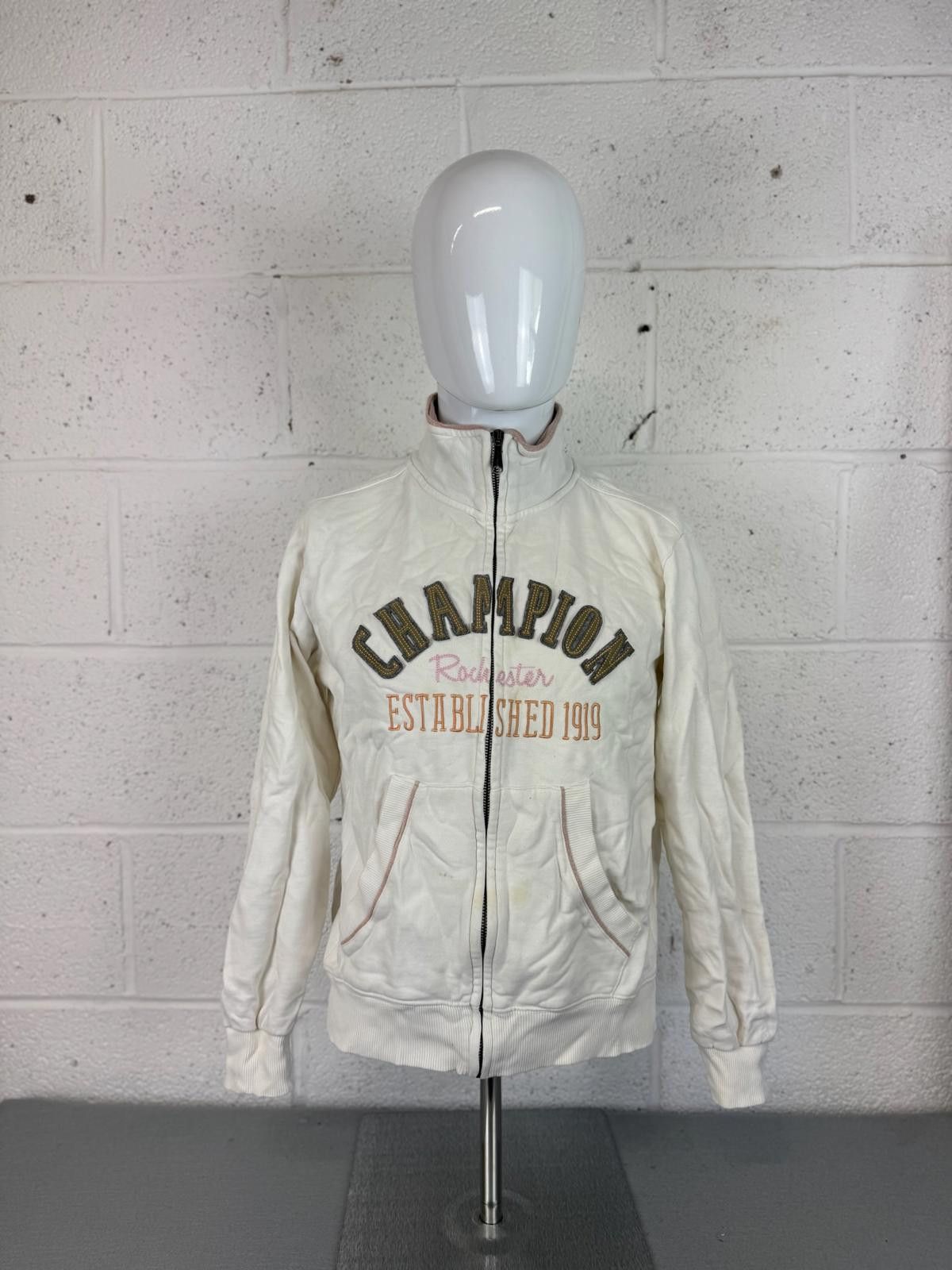 Champion Champion White Brown Full Zip Jacket Mens Size M Size US M / EU 48-50 / 2 - 1 Thumbnail