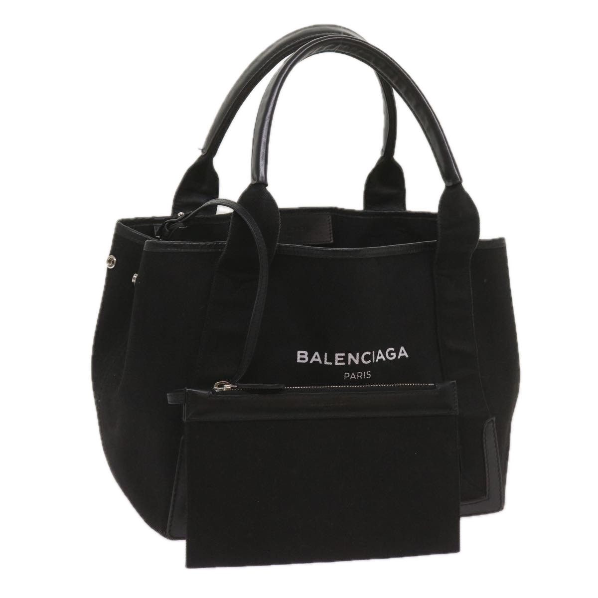 image of Balenciaga Navy Cabas Hand Bag Canvas Black 339936 Auth Yk11125, Women's