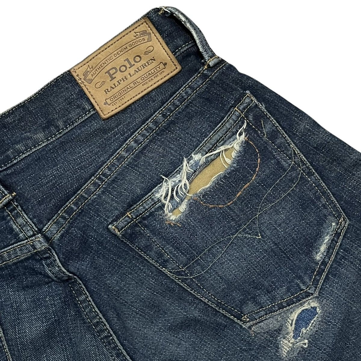 Polo Ralph Lauren Polo Ralph Lauren Patchwork Distressed Selvedge Denim Jeans Size US 30 / EU 46 - 10 Thumbnail