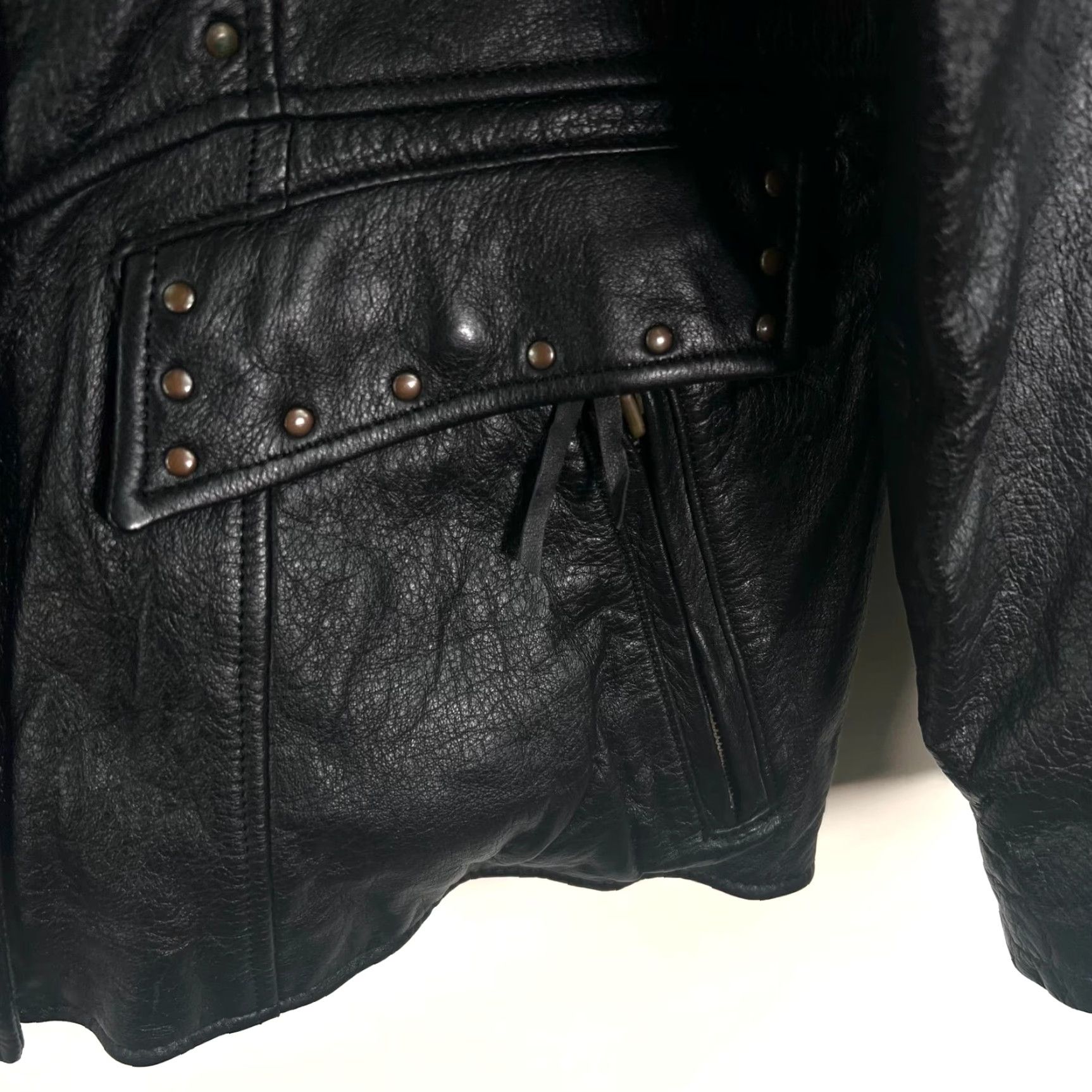 Harley Davidson Harley-Davidson Motorcycle Leather Rivet Jacket Women's Size M Chest 54 Black Logo Studded Zipper Satin Lined Mid-Length Pockets Size M / US 6-8 / IT 42-44 - 5 Thumbnail