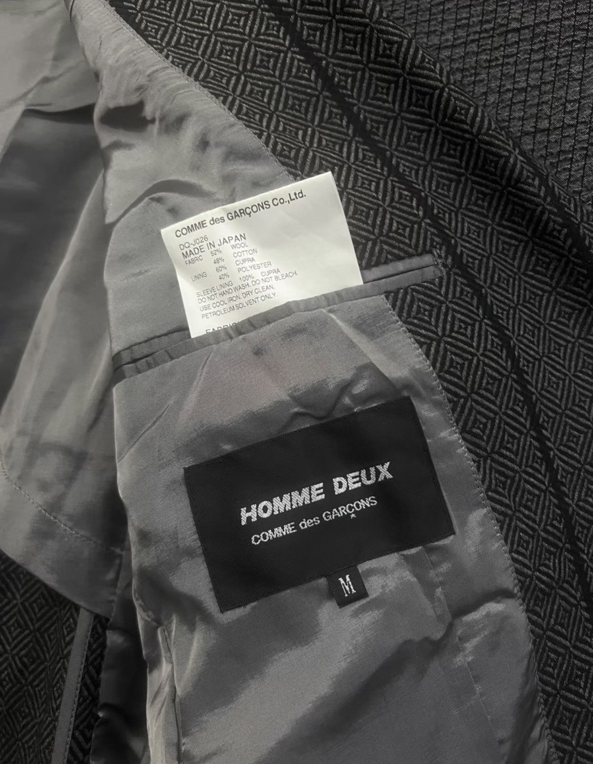 Comme des Garcons Homme Comme des Garçons HOMME DEUX Geometric Pattern Wool Blazer Size 40R - 6 Thumbnail