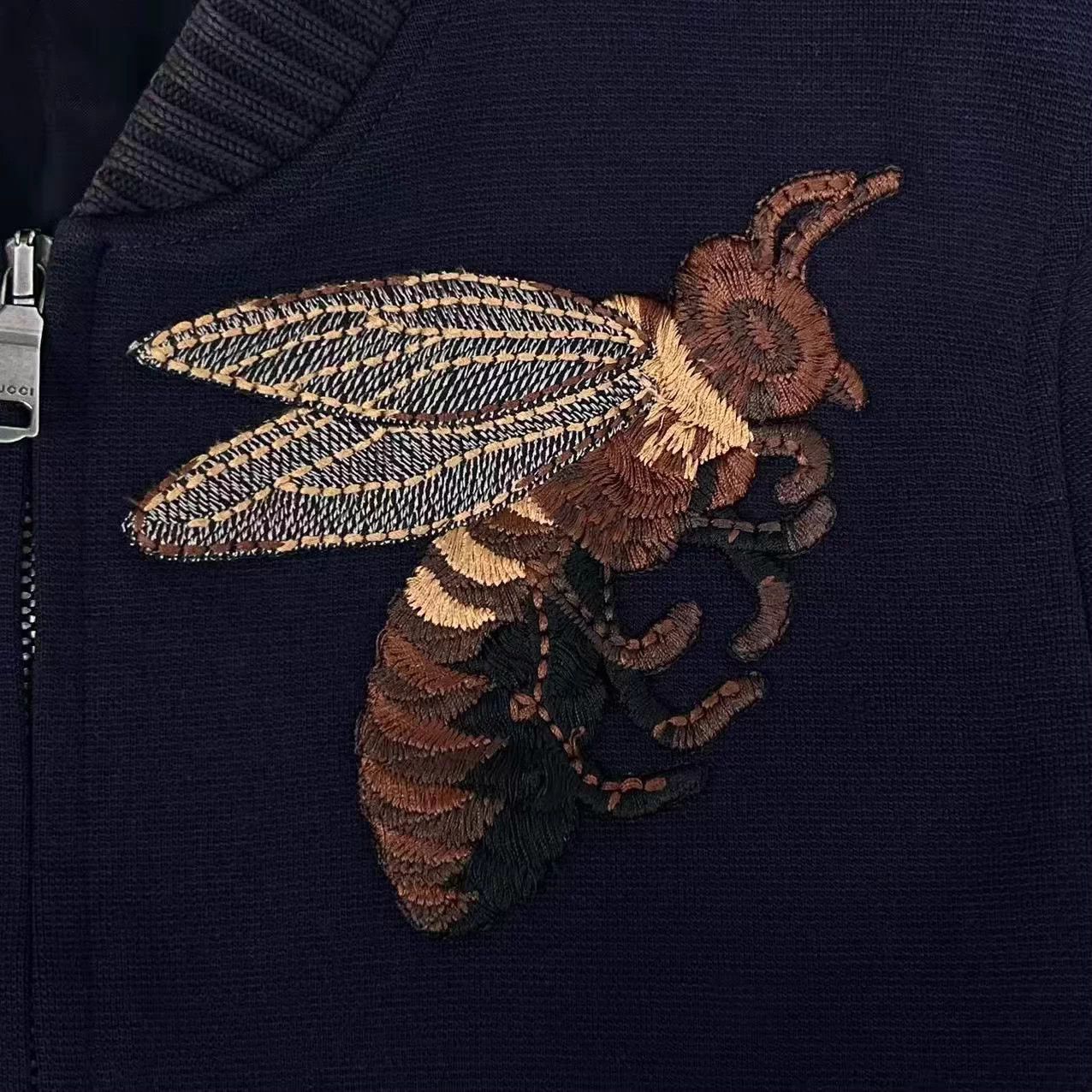 Gucci Gucci Navy Embroidered Bee Striped Webbing Jacket Size US M / EU 48-50 / 2 - 4 Thumbnail