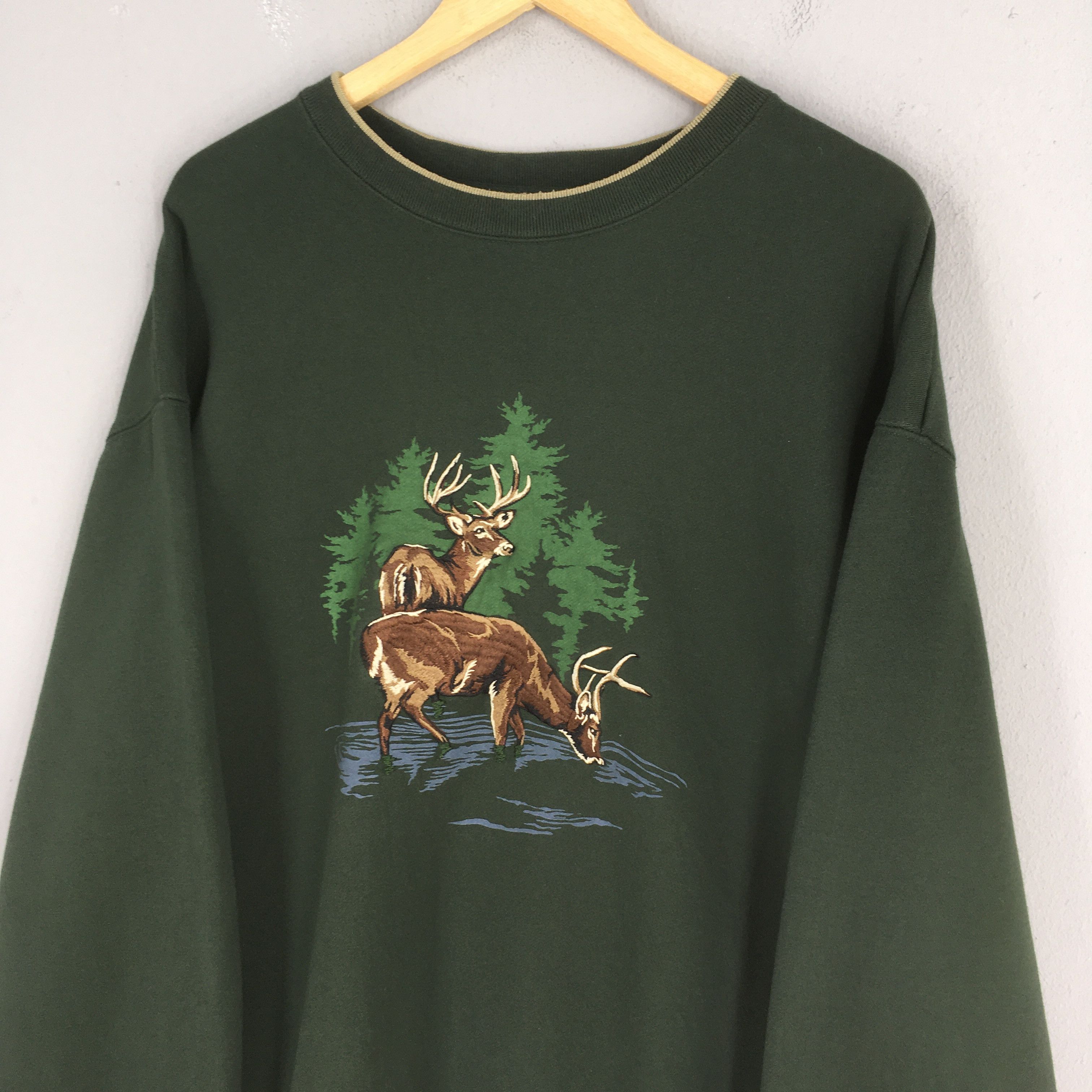 Croft & Barrow Vintage Croft & Barrow Deer Green Sweatshirt XLarge Size US XL / EU 56 / 4 - 3 Thumbnail