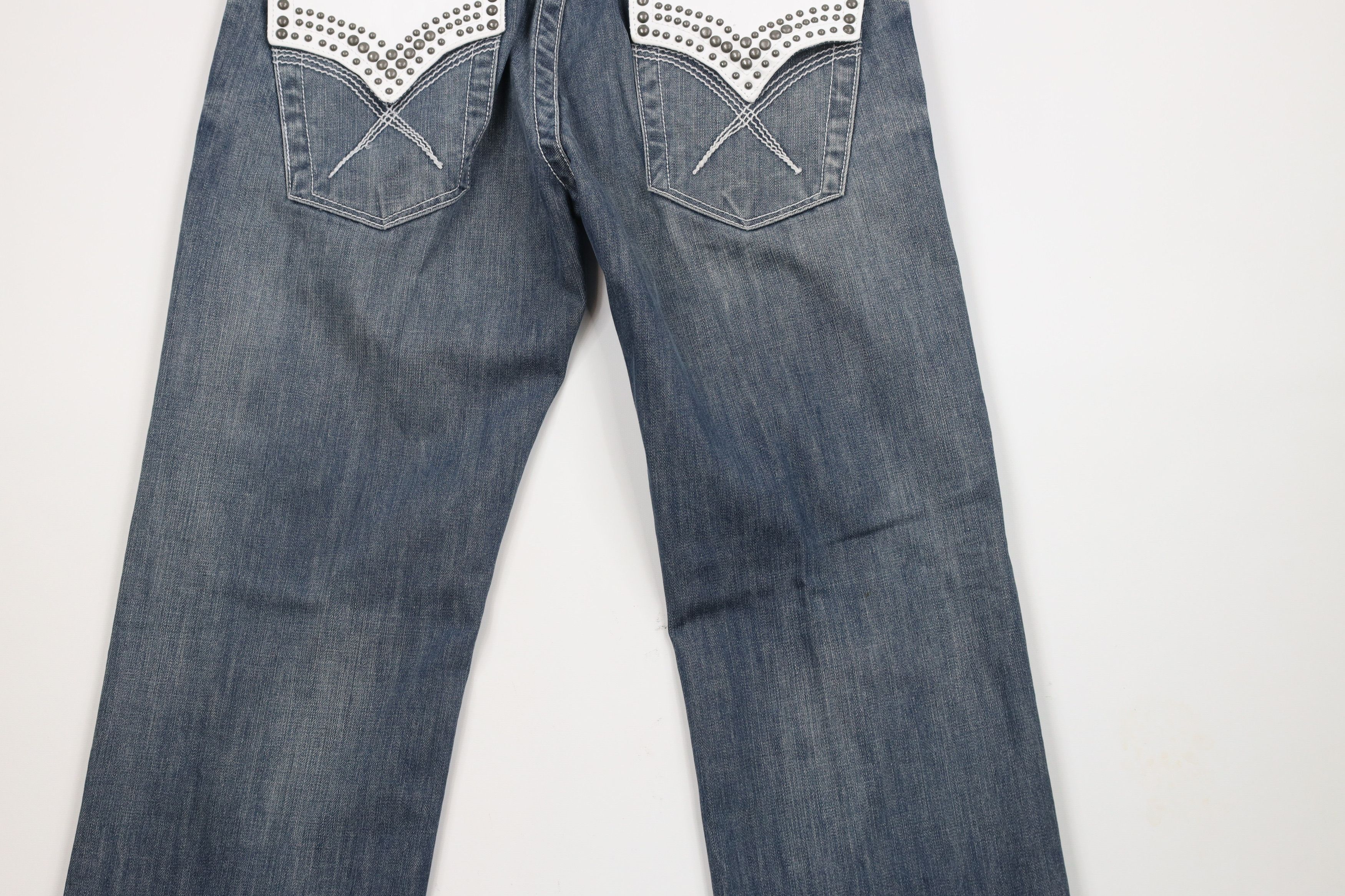 Pelle Pelle × Vintage Vintage Pelle Pelle Leather Trim Thick Stitch Denim Jeans Size US 32 / EU 48 - 10 Thumbnail