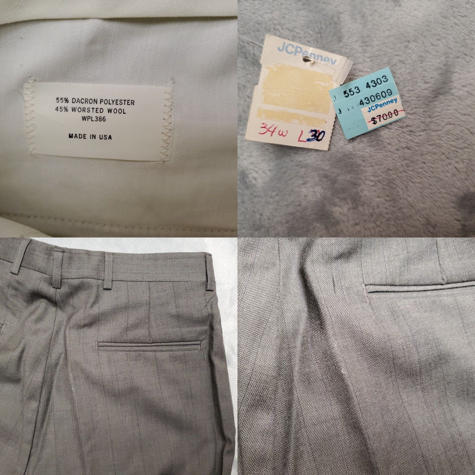 Haggar VINTAGE Haggar Pants Men 34x30 Gray Wool Blend Pleated Gentleman Fit Dress Retro Size US 34 / EU 50 - 8 Thumbnail