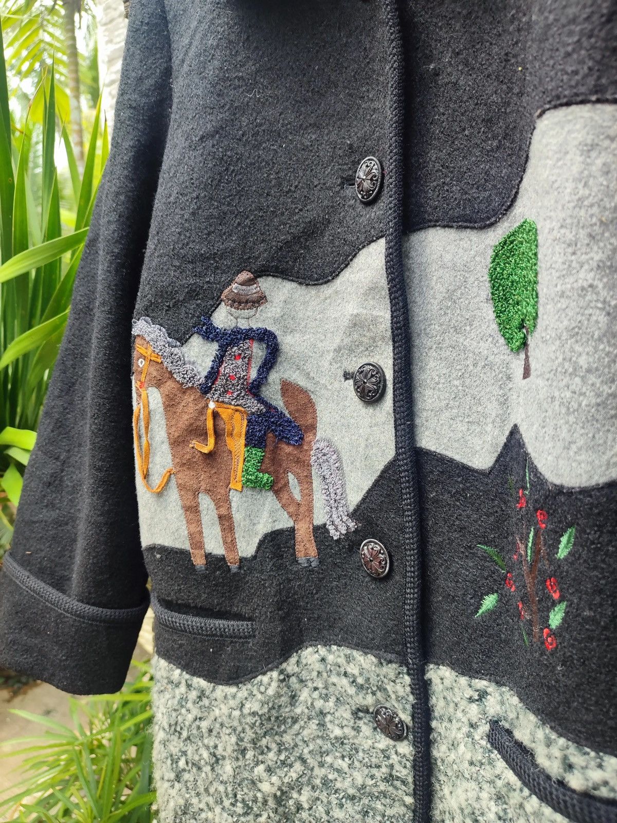 Designer × Vintage Vintage Charming Korea Wool Jacket – Horse Rider Appliqué Size M / US 6-8 / IT 42-44 - 7 Thumbnail