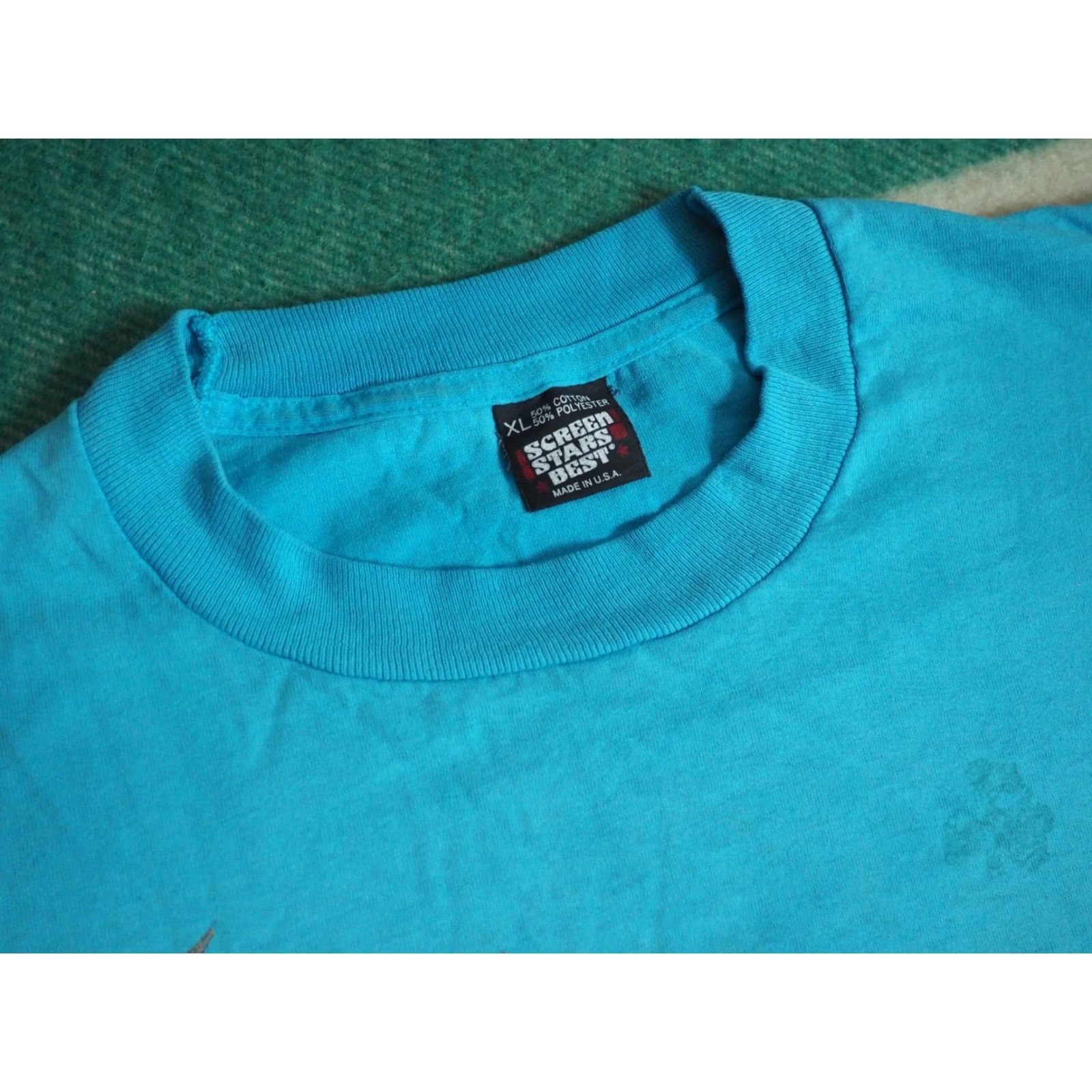 Vintage VTG 90s Screen Stars Elk Mountain Nature Outdoor Art Faded Blue Tee T-Shirt XL Mens Short Sleeve Cotton Blend Graphic Tee Size US XL / EU 56 / 4 - 4 Thumbnail