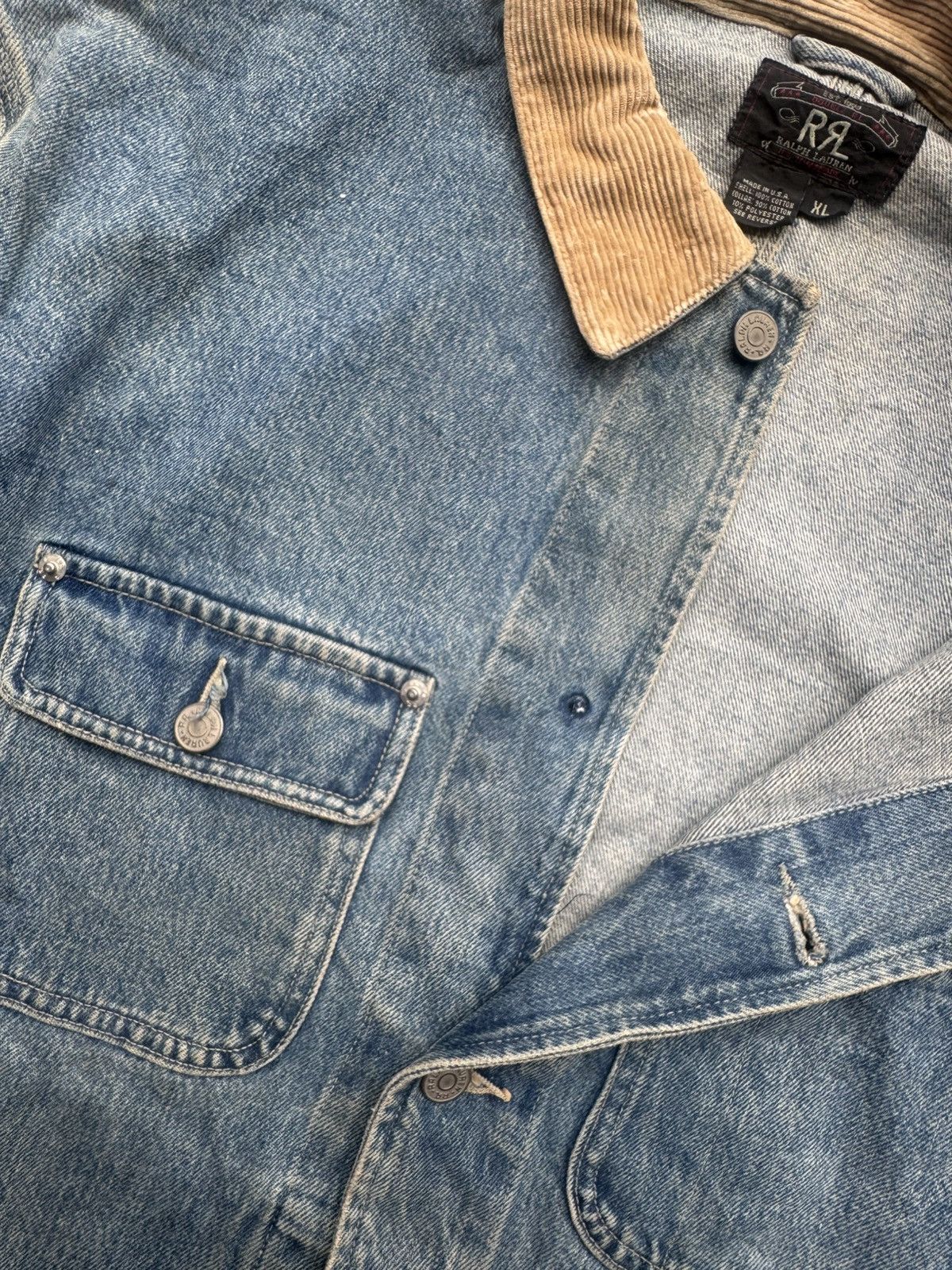 RRL Ralph Lauren × Ralph Lauren × Vintage Vintage RRL corduroy collar denim jacket ralph lauren Size US XL / EU 56 / 4 - 11 Thumbnail