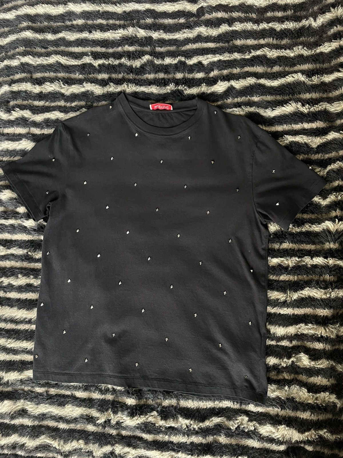 image of Black Studded Valentino T Shirt, Men's (Size Small)