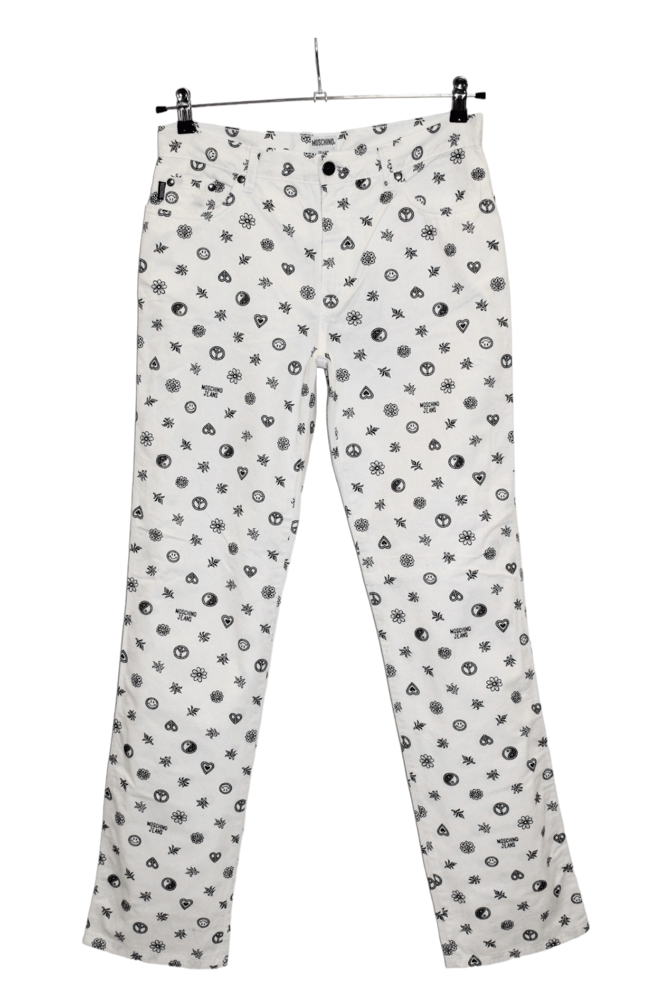 Moschino 1990s Rare Moschino Jeans Yin Yang Print Denim Pants Size US 31 - 17 Thumbnail