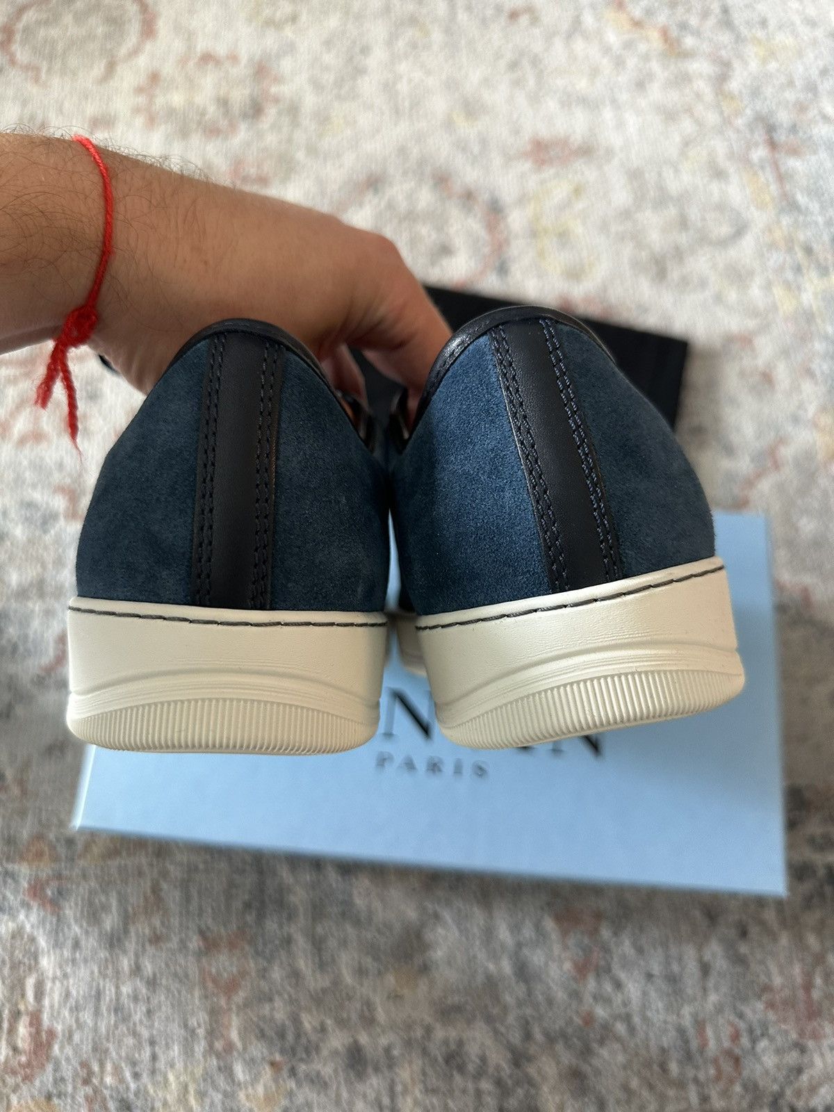 Lanvin Lanvin Men's Patent-Toe Suede Sneaker, Dark Turquoise Size US 8 / EU 41 - 10 Thumbnail