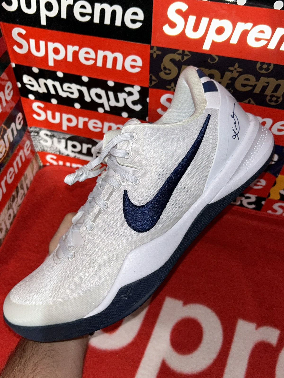 Nike SAMPLE Nike Kobe 8 Protro TB Promo ‘White Midnight Navy’ NEW Size US 13 / EU 46 - 6 Thumbnail