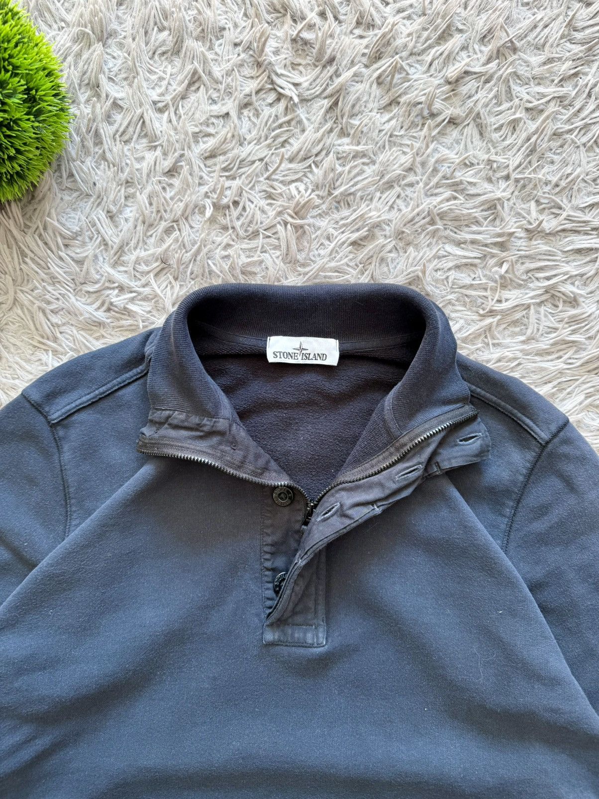 Stone Island 00s Stone Island Quarter-Zip Mock Neck Sweatshirt Navy Blue Size US L / EU 52-54 / 3 - 12 Thumbnail