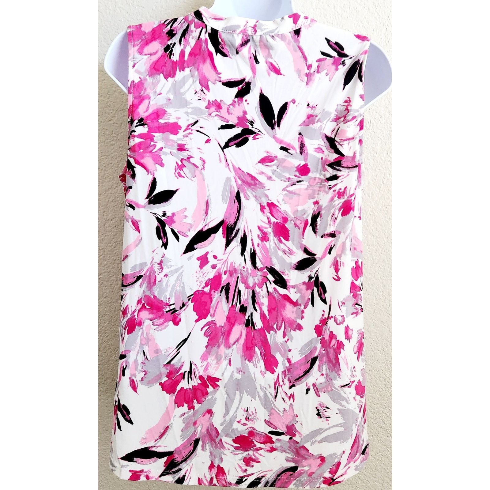 Other Kasper Pink White Black Floral Print Keyhole Neck Top Small Size S / US 4 / IT 40 - 4 Thumbnail