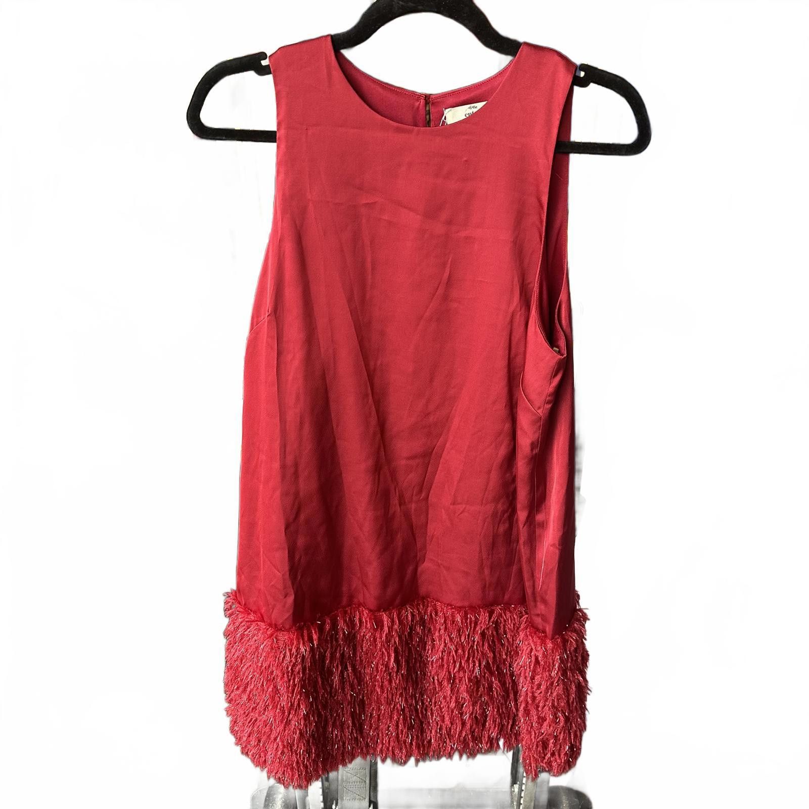 Designer Entro Burgundy Dress with Ruffled Hem Size M / US 6-8 / IT 42-44 - 1 Thumbnail