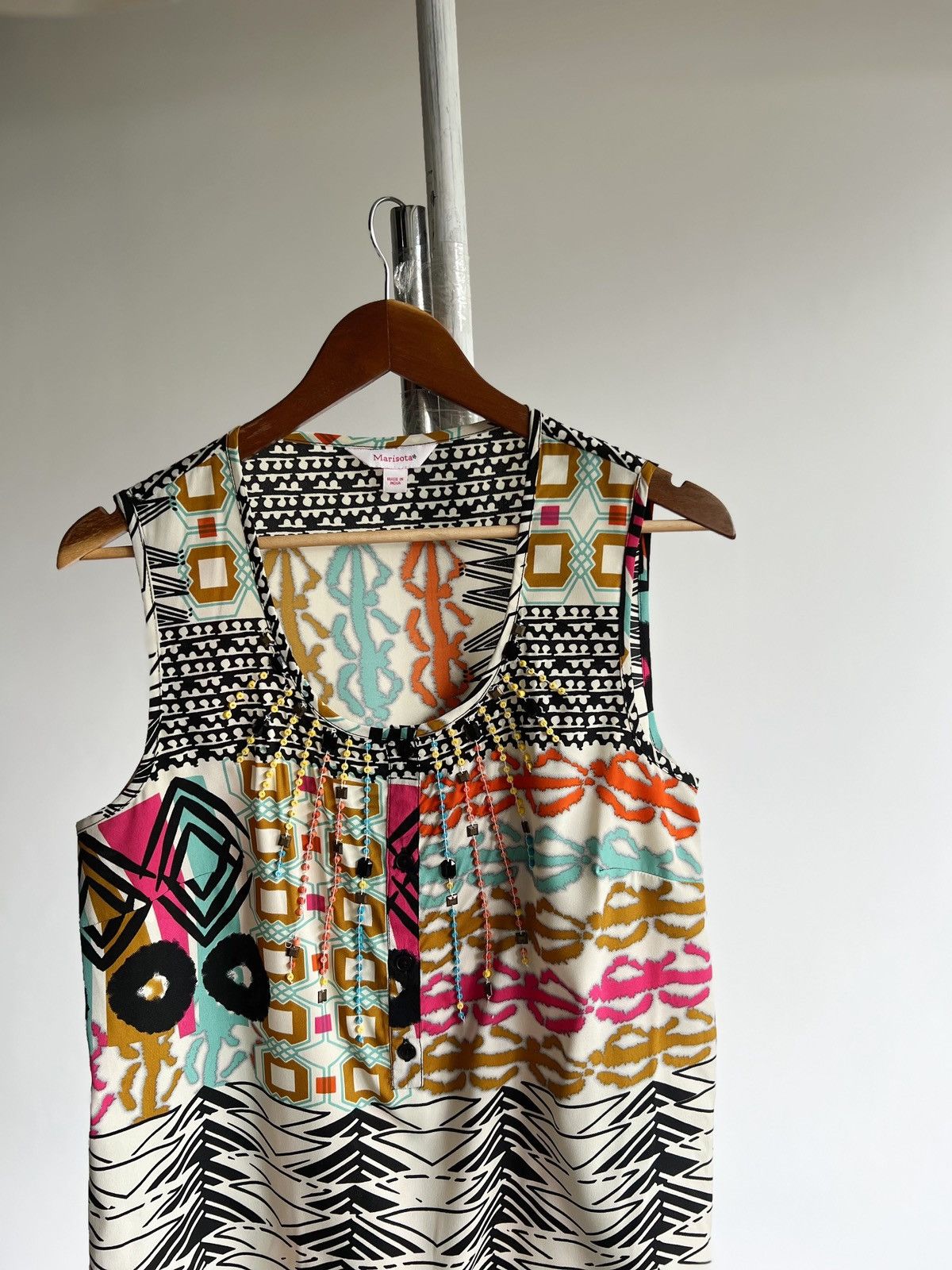 Designer Marisota Women’s Made in India Geometric Tank Top Blouse Size M / US 6-8 / IT 42-44 - 5 Thumbnail